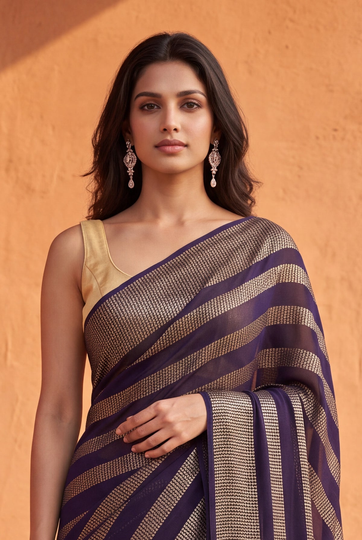Purple Georgette Saree - Mokshaa