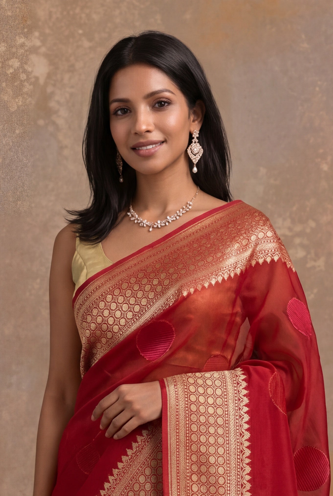 Red Banarasi Organza Saree