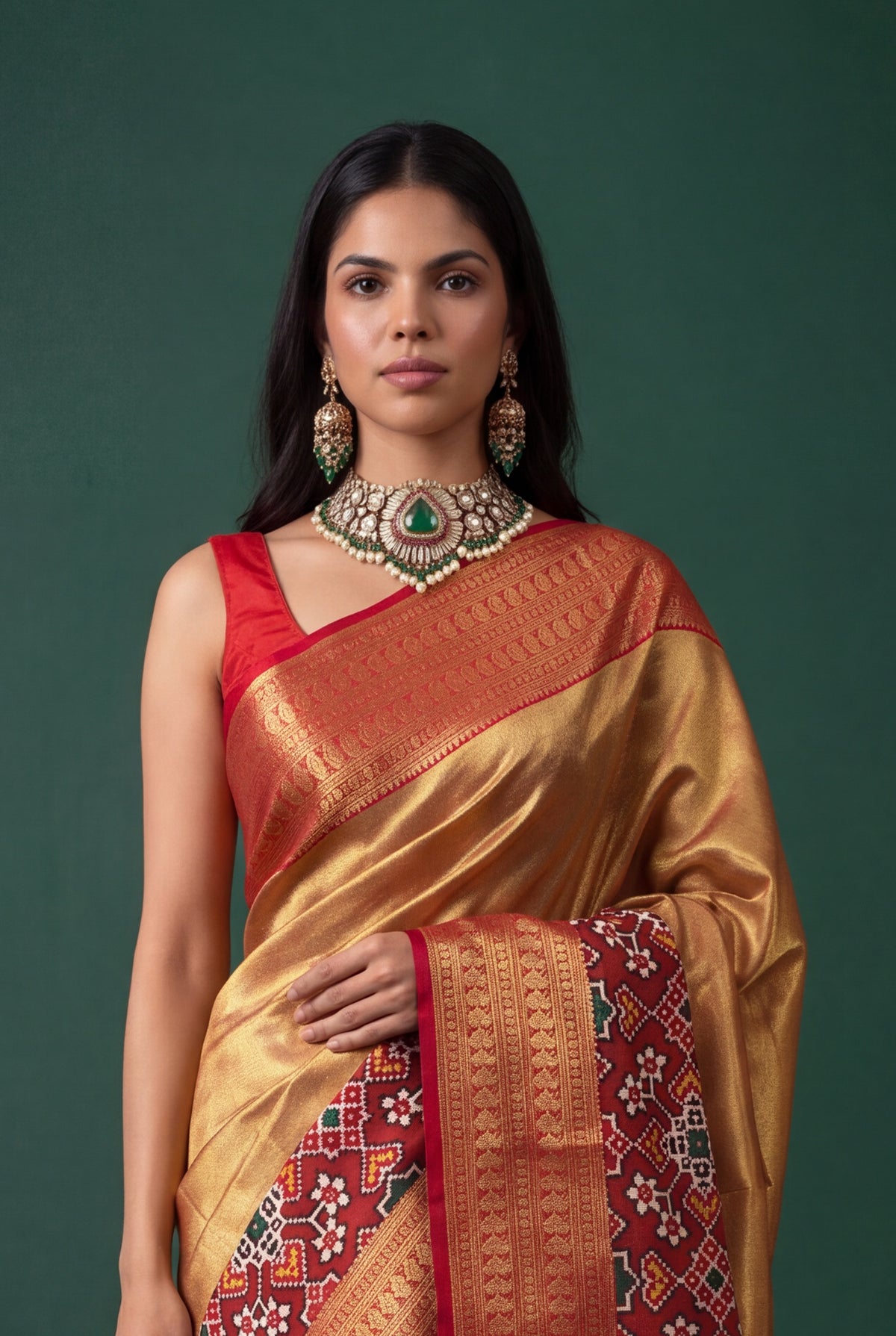 Gold Kanchivaram Tissue Silk Saree - Mokshaa