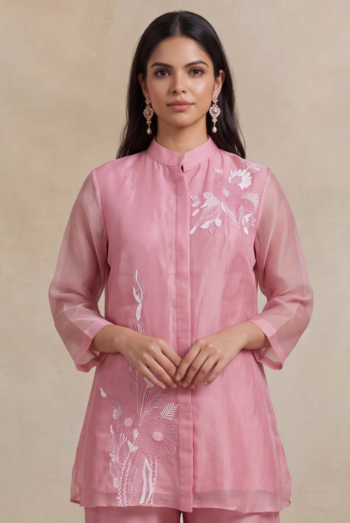 Pink Organza Co-ord Set - Mokshaa