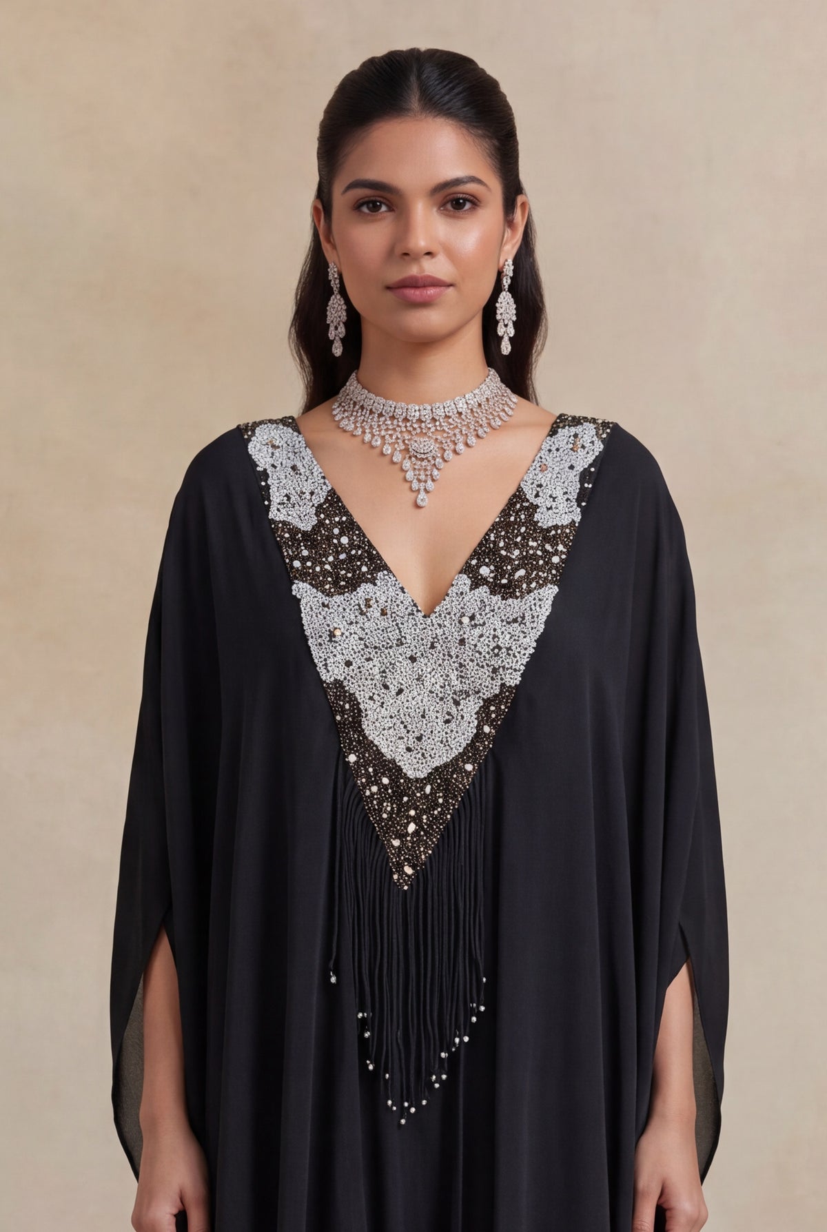 Black Satin Sharara Set - Mokshaa