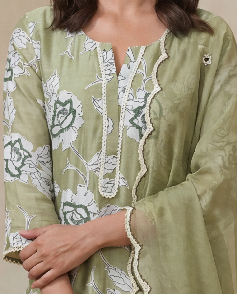 Sage Green Chanderi Cotton Salwar Set