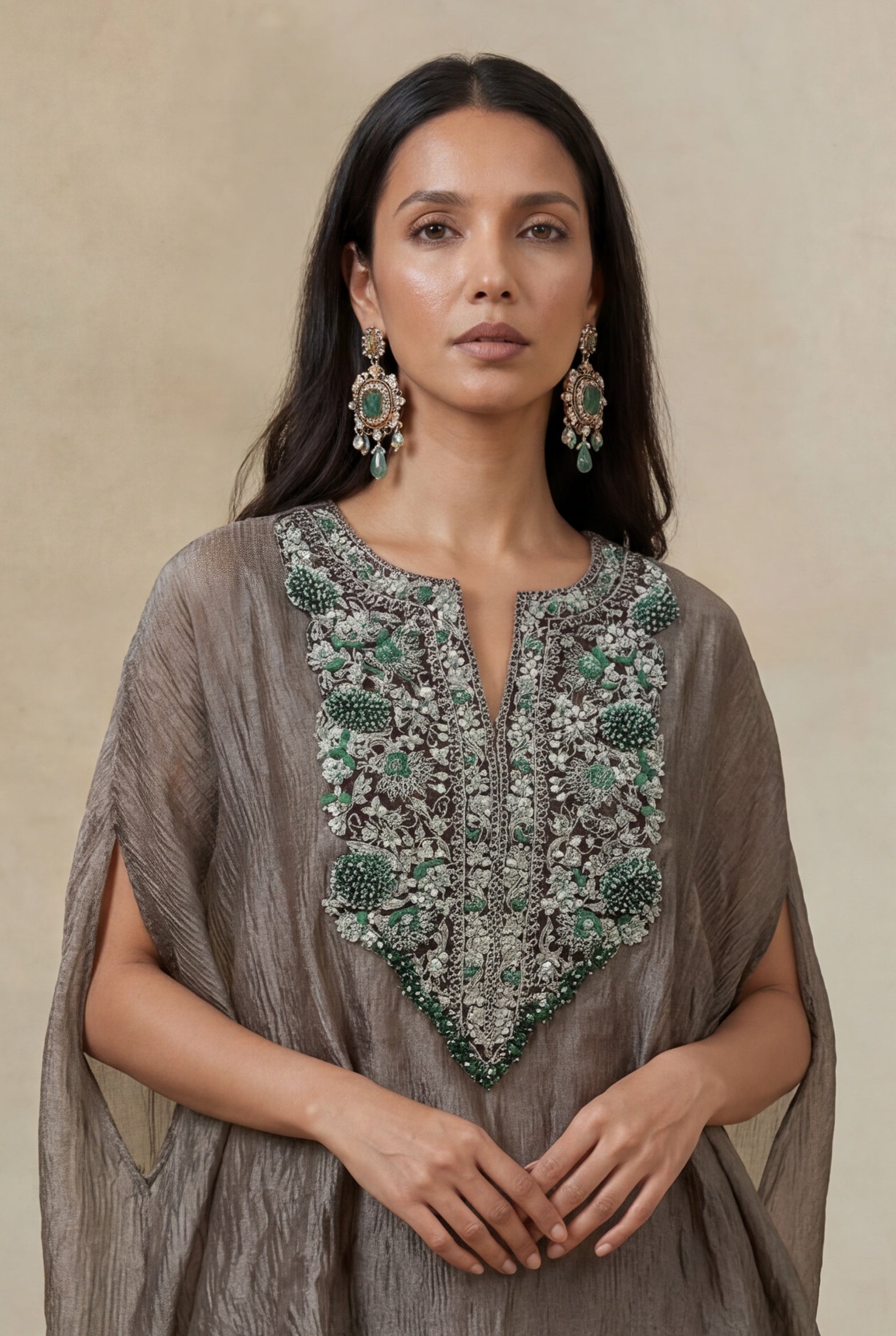 Grey Organza Crush Indo-Western Set