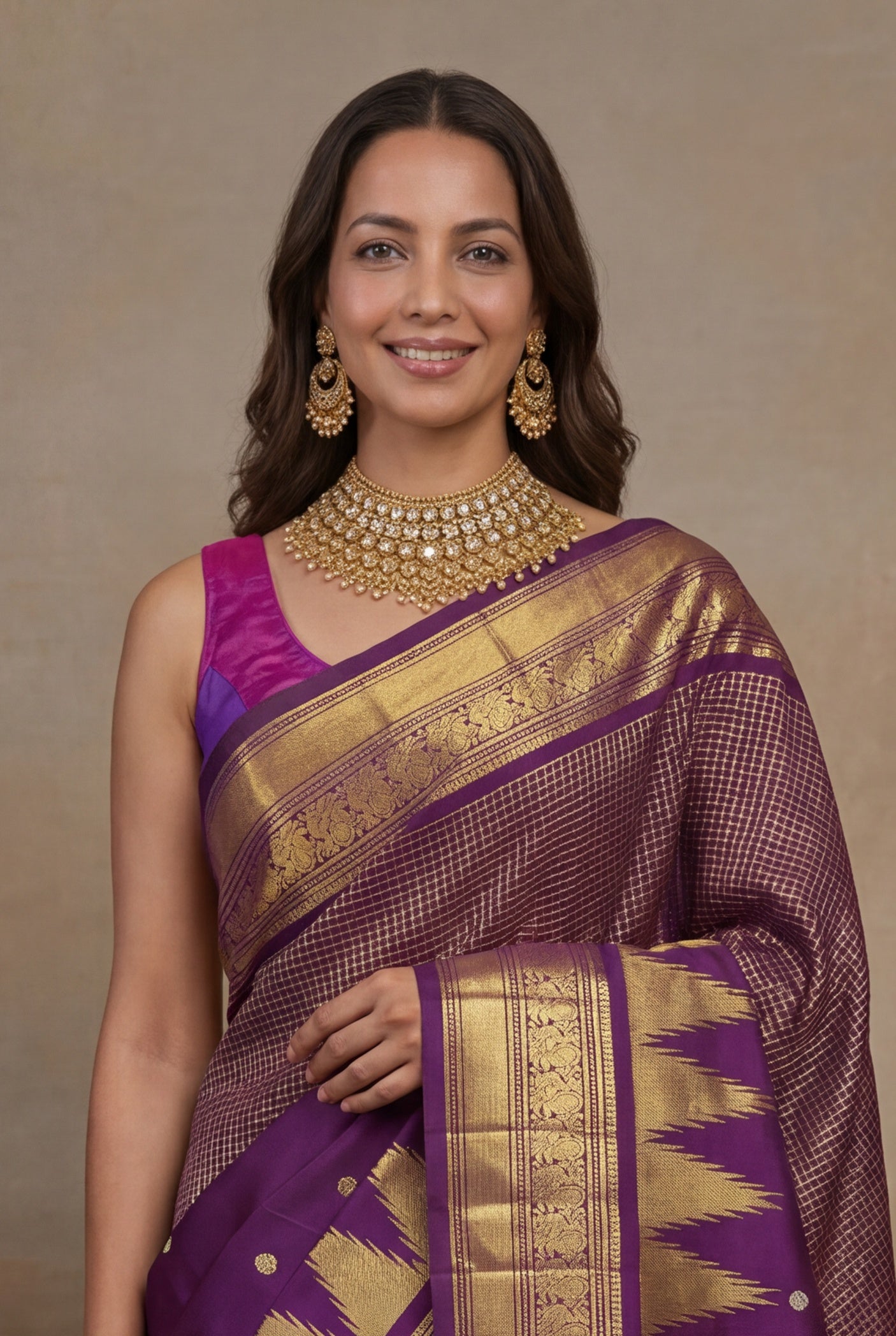Dark Purple Kanchivaram Silk Saree