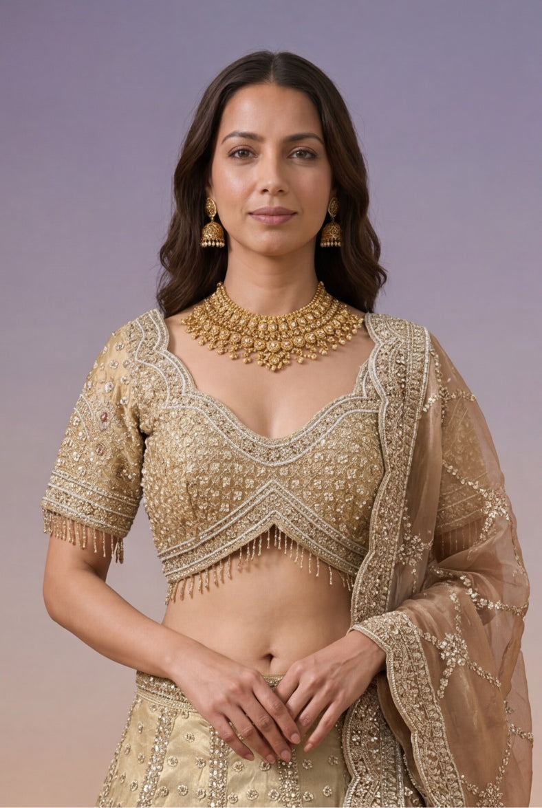 Gold Tissue Bridal Lehenga