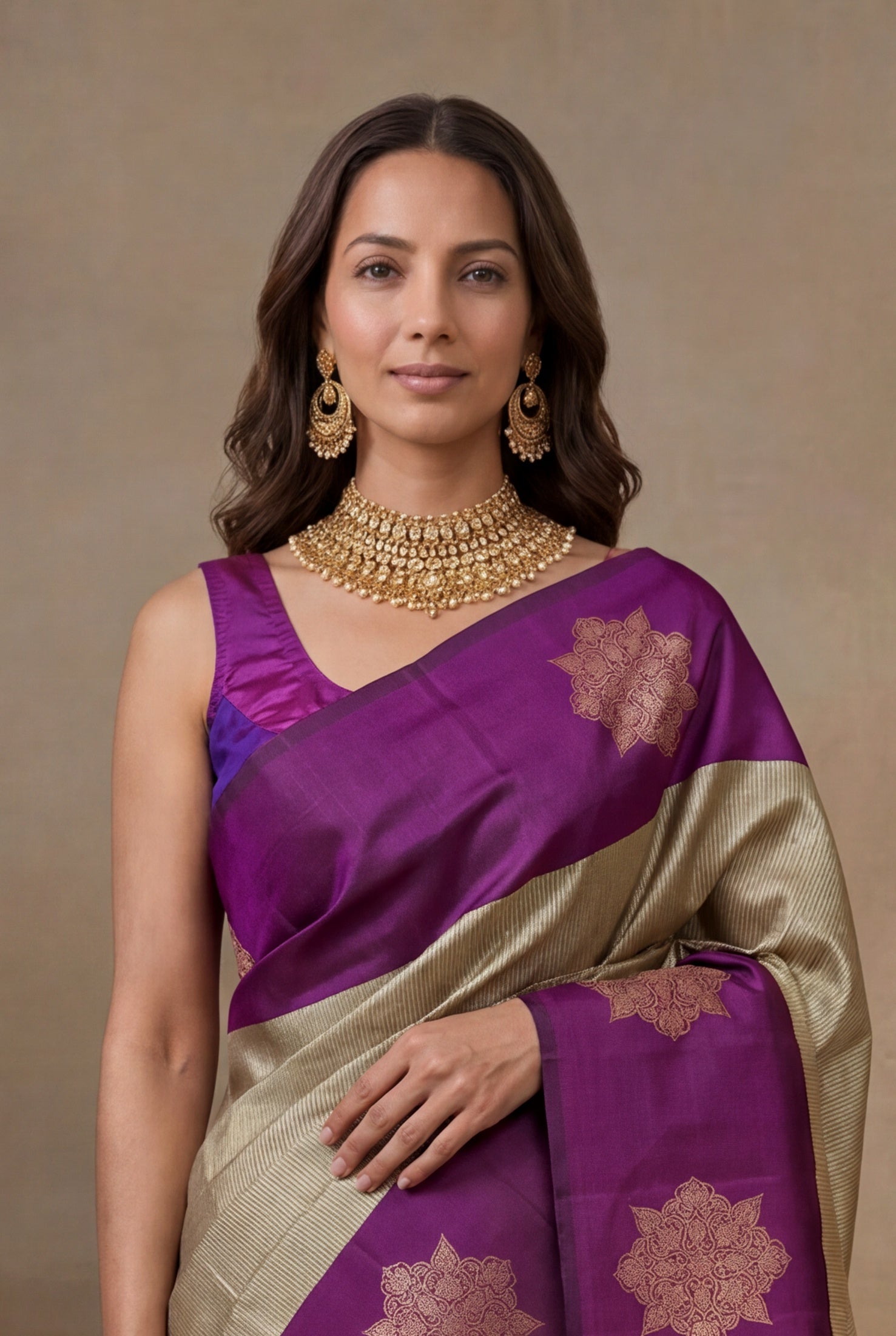 Dusty Gold Kanchivaram Silk Saree