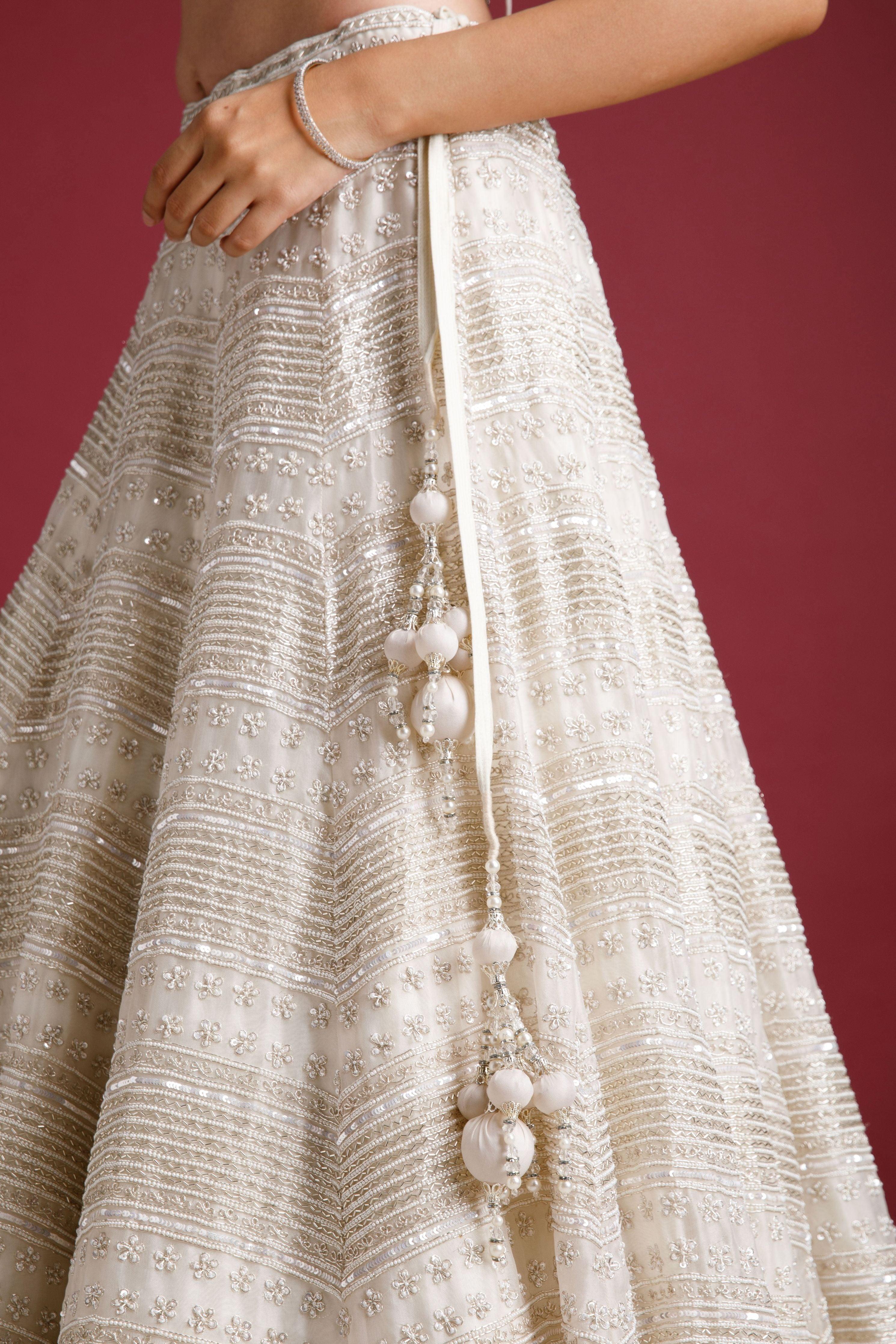 Ivory Organza Lehenga Set - Mokshaa