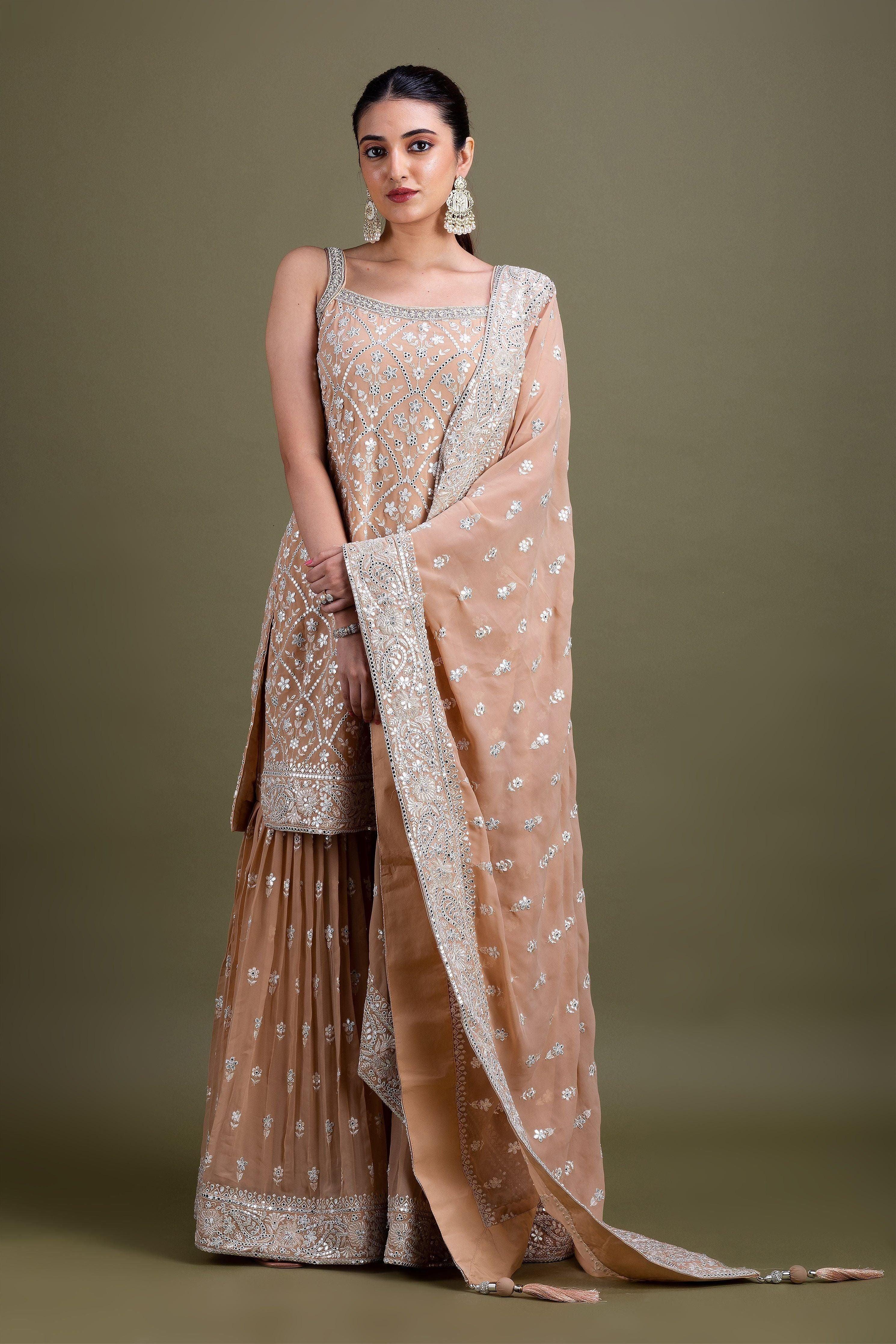 Beige Sharara Set - Mokshaa