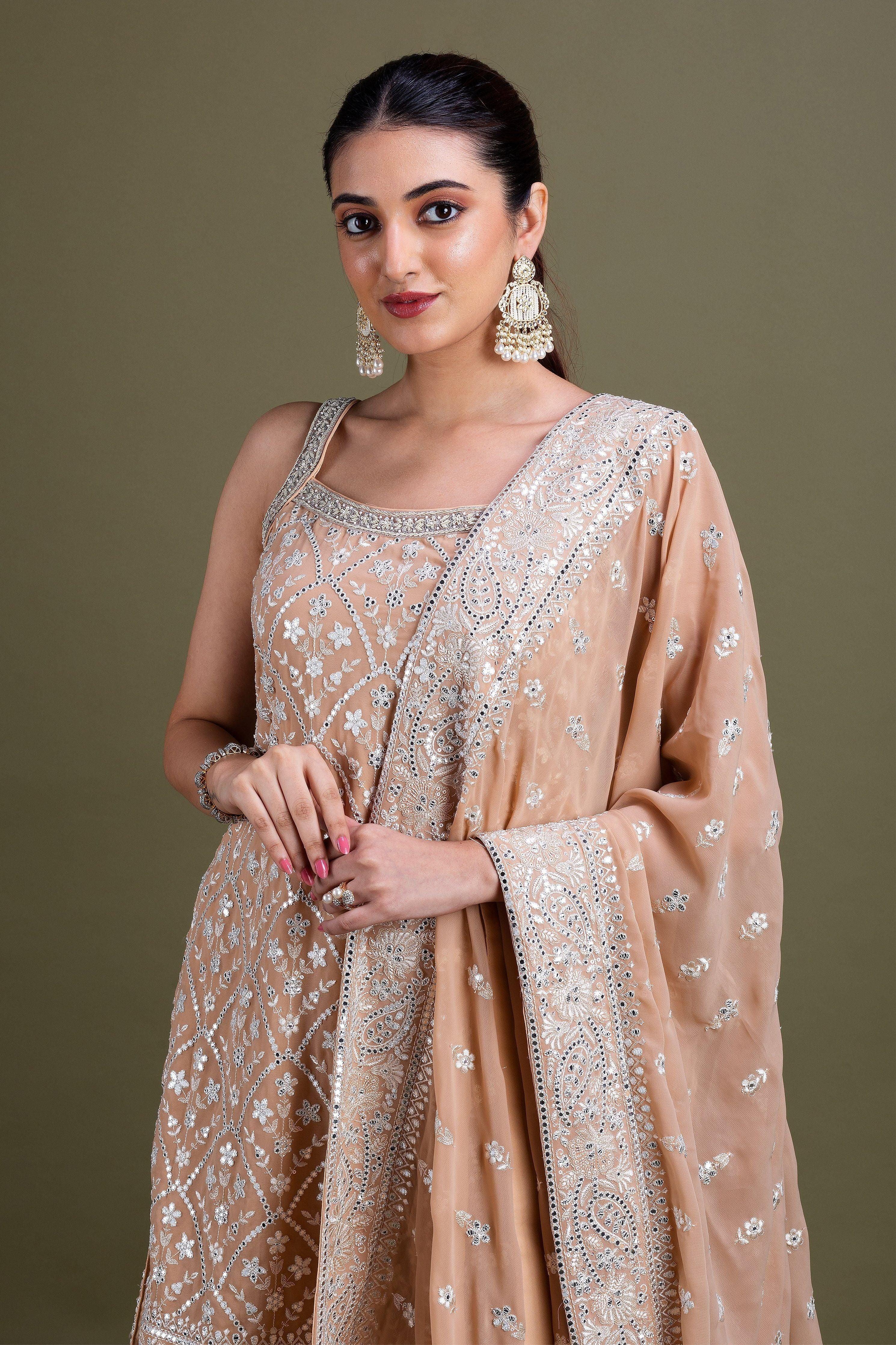 Beige Sharara Set - Mokshaa