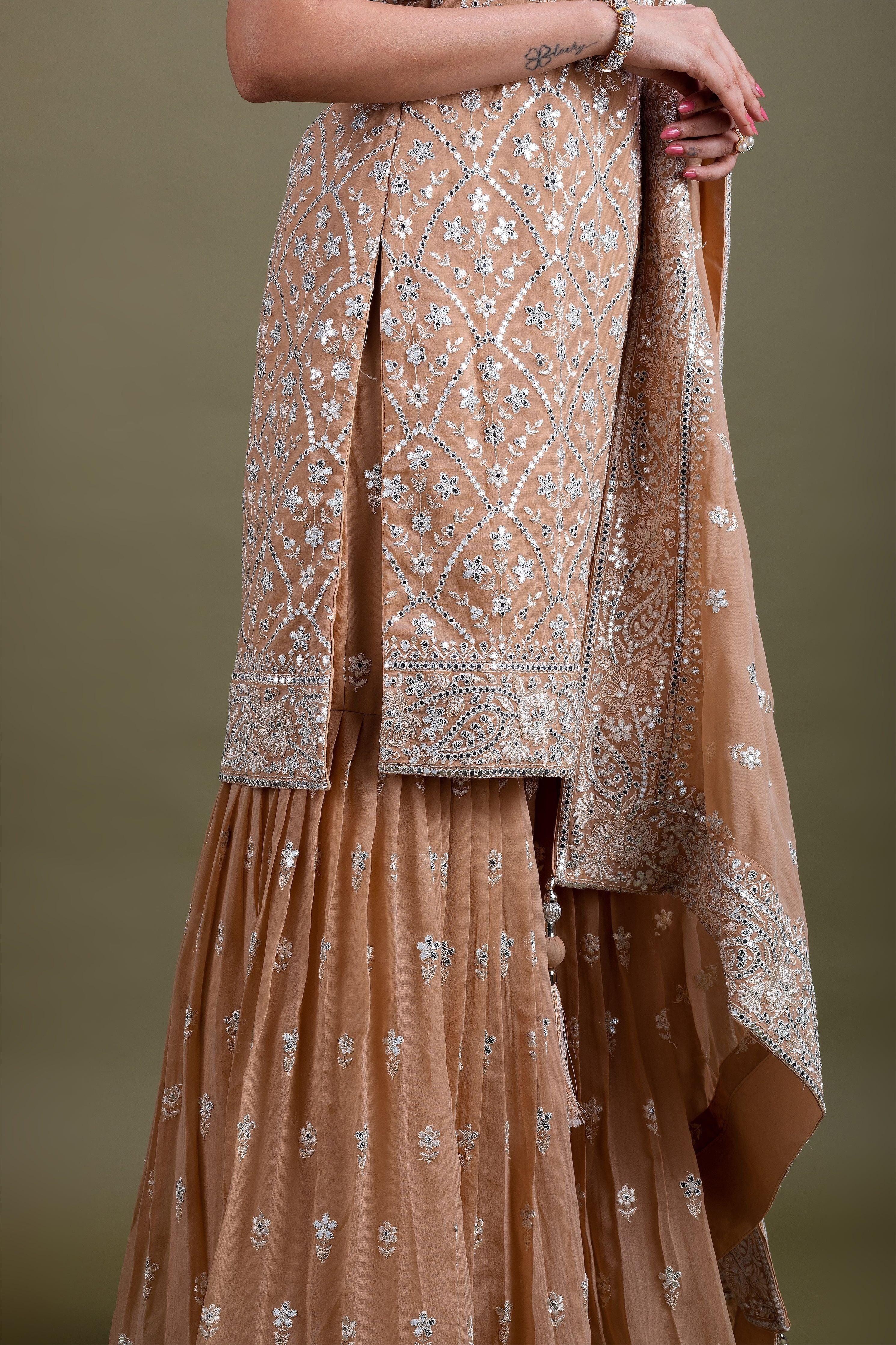 Beige Sharara Set - Mokshaa