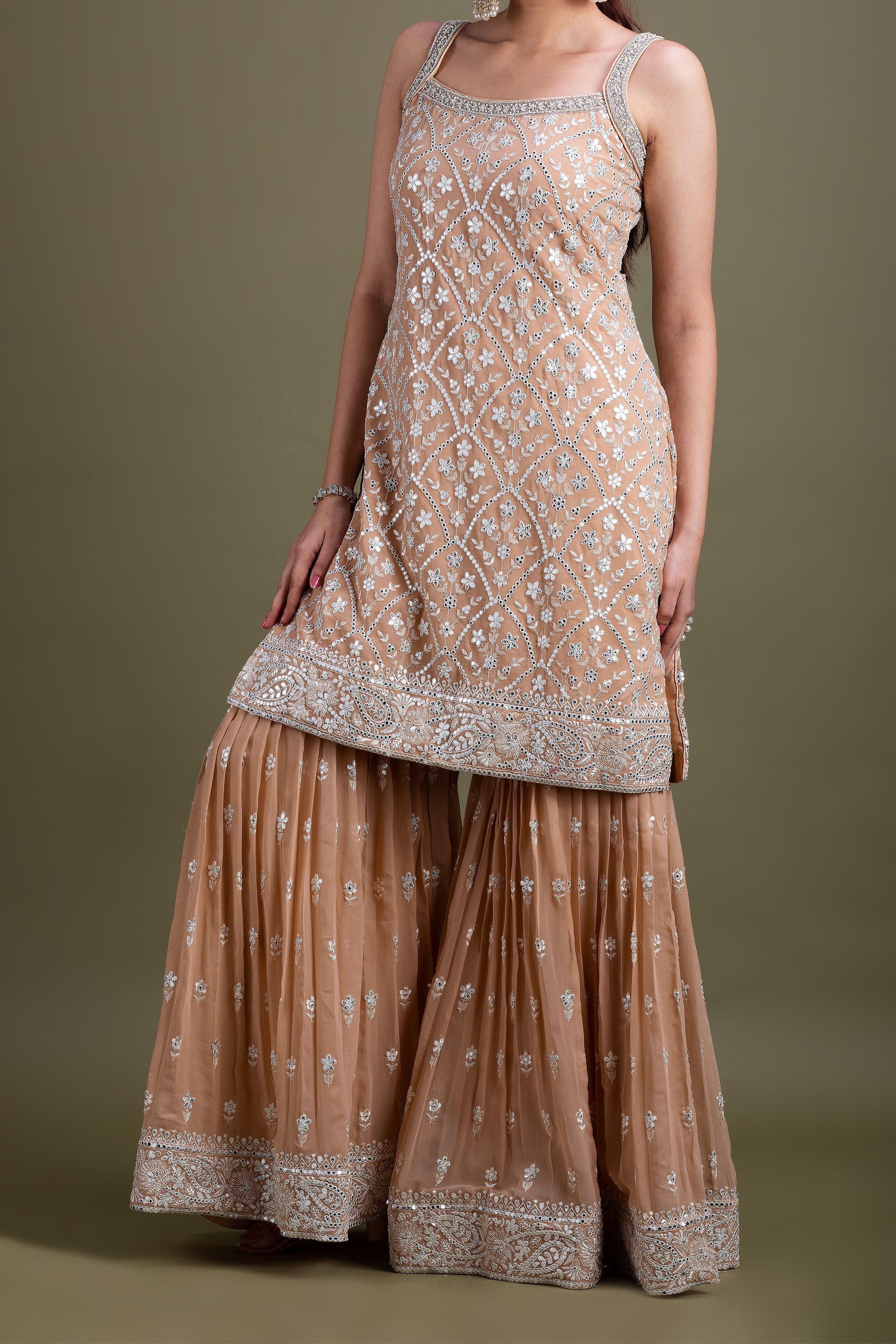 Beige Sharara Set - Mokshaa