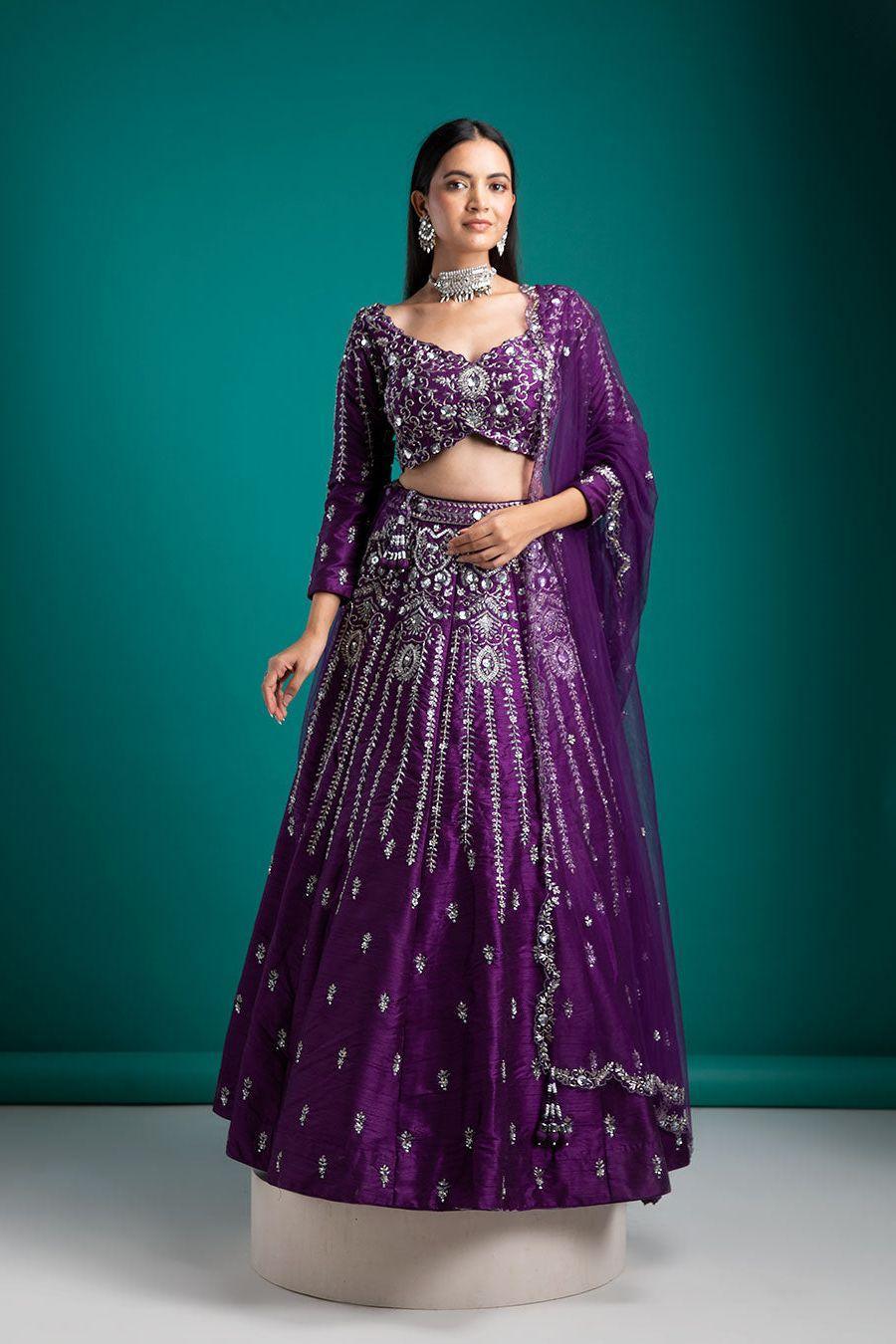 Deep Purple Lehenga Set - Mokshaa
