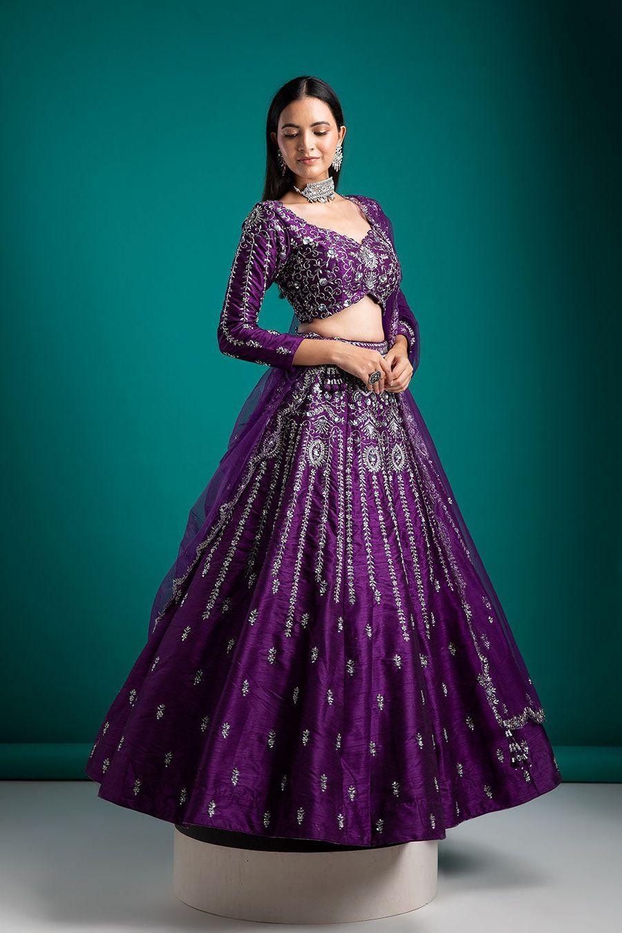 Deep Purple Lehenga Set - Mokshaa