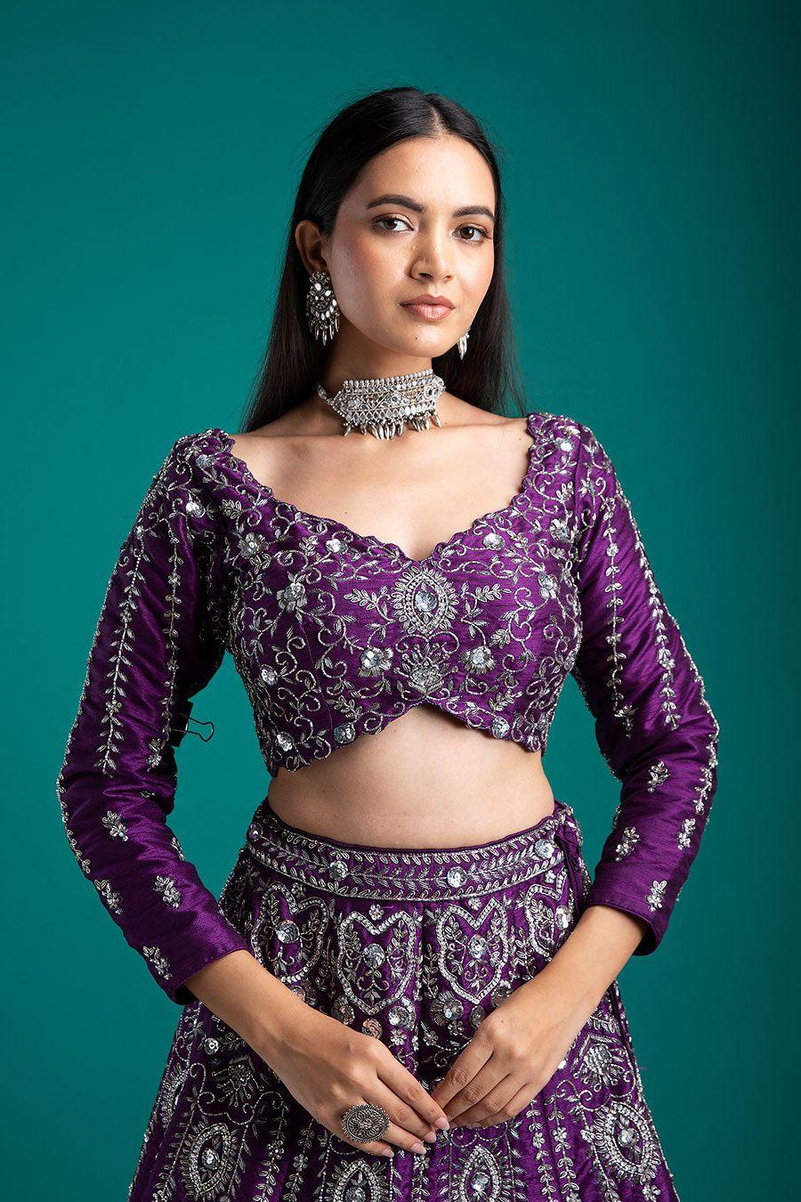 Deep Purple Lehenga Set - Mokshaa