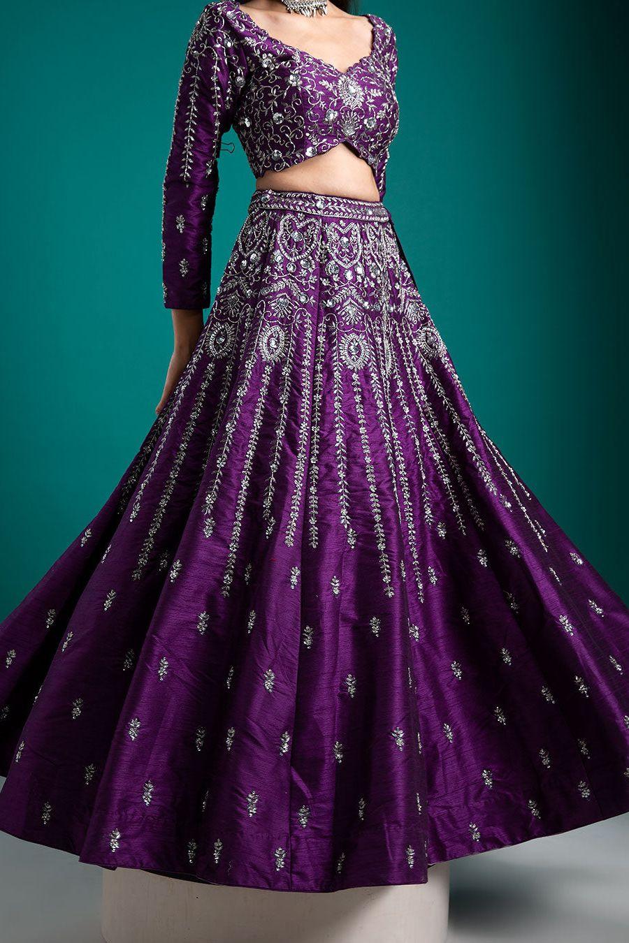 Deep Purple Lehenga Set - Mokshaa