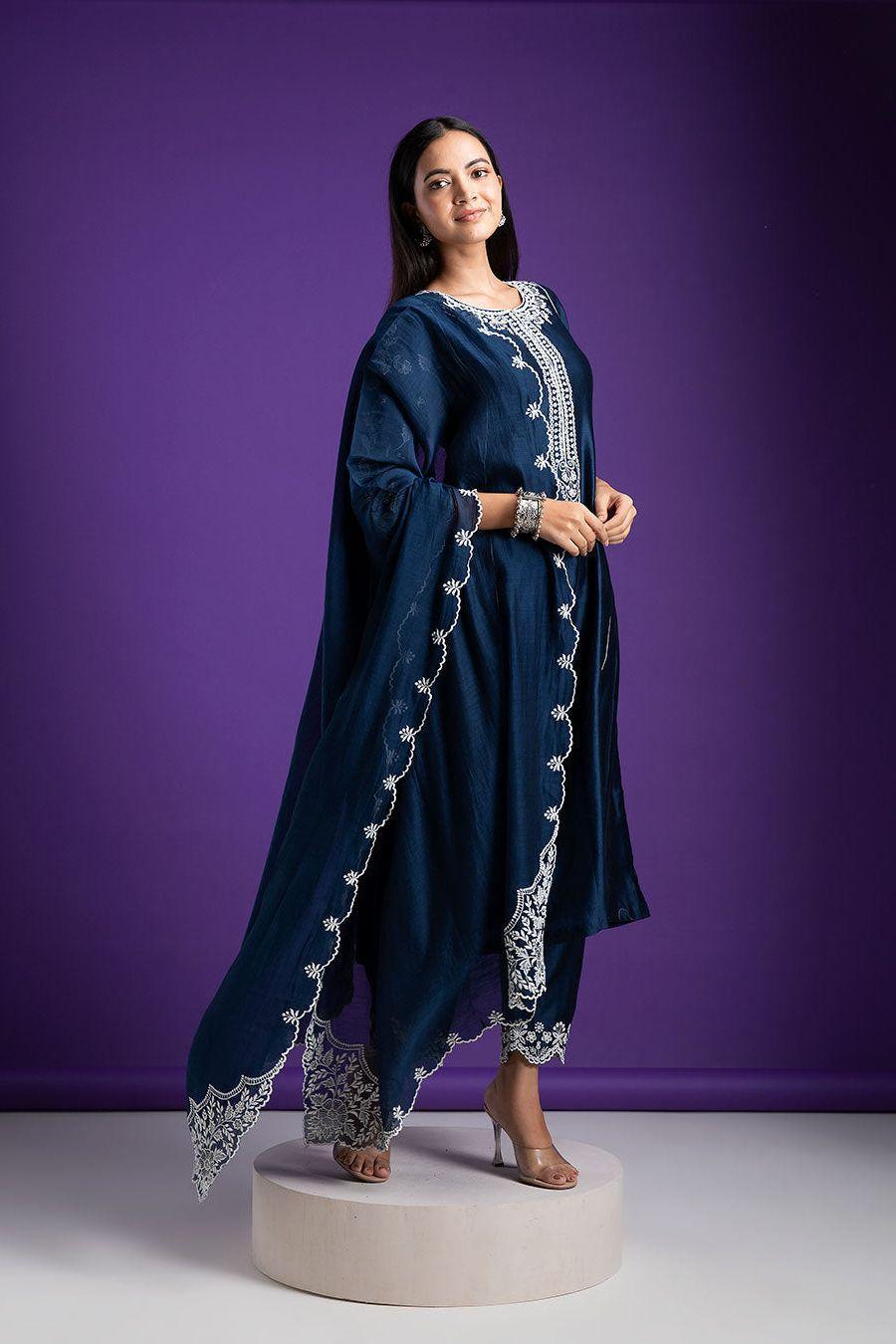 Navy Blue Kurta Set - Mokshaa