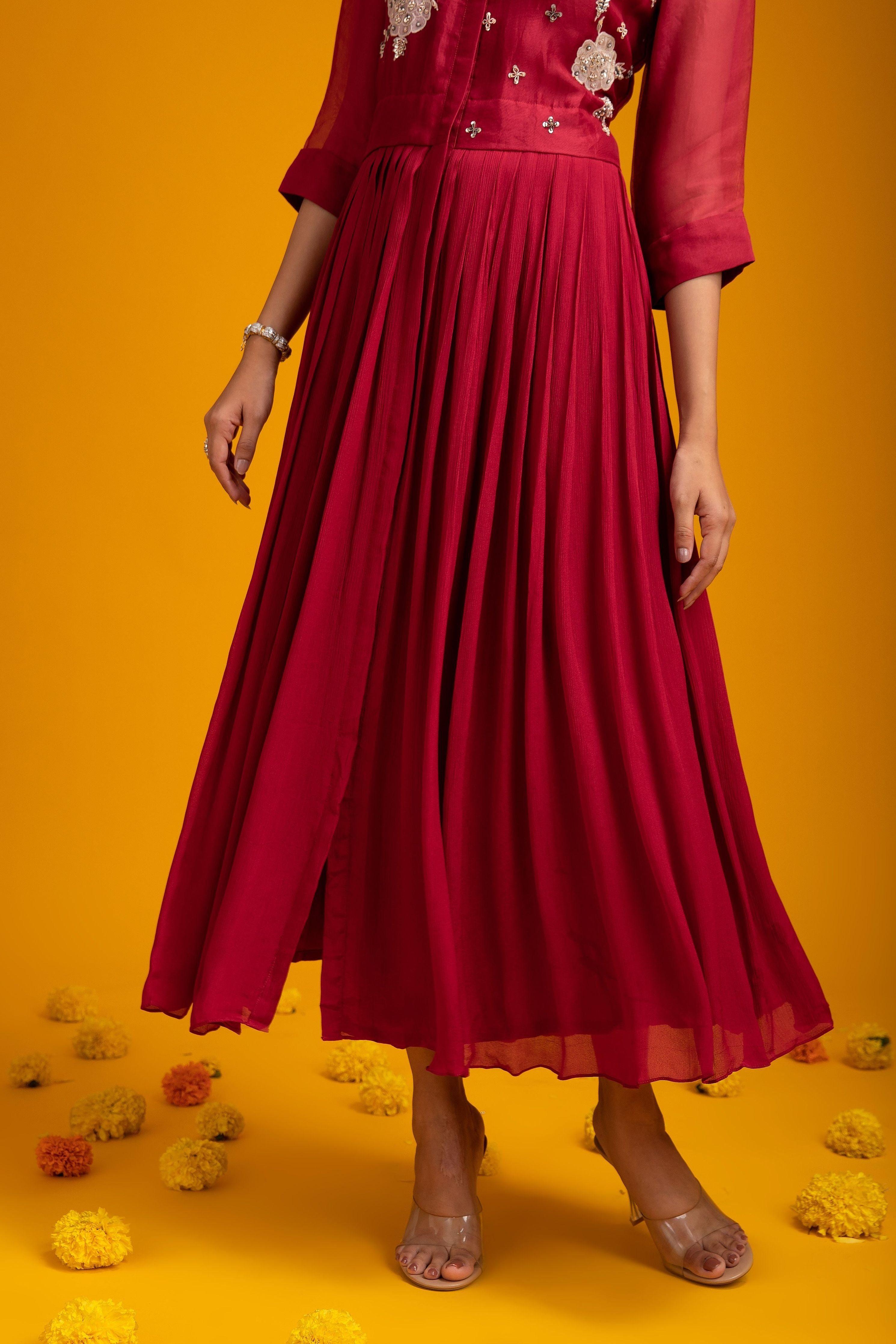 Red Organza Dress - Mokshaa