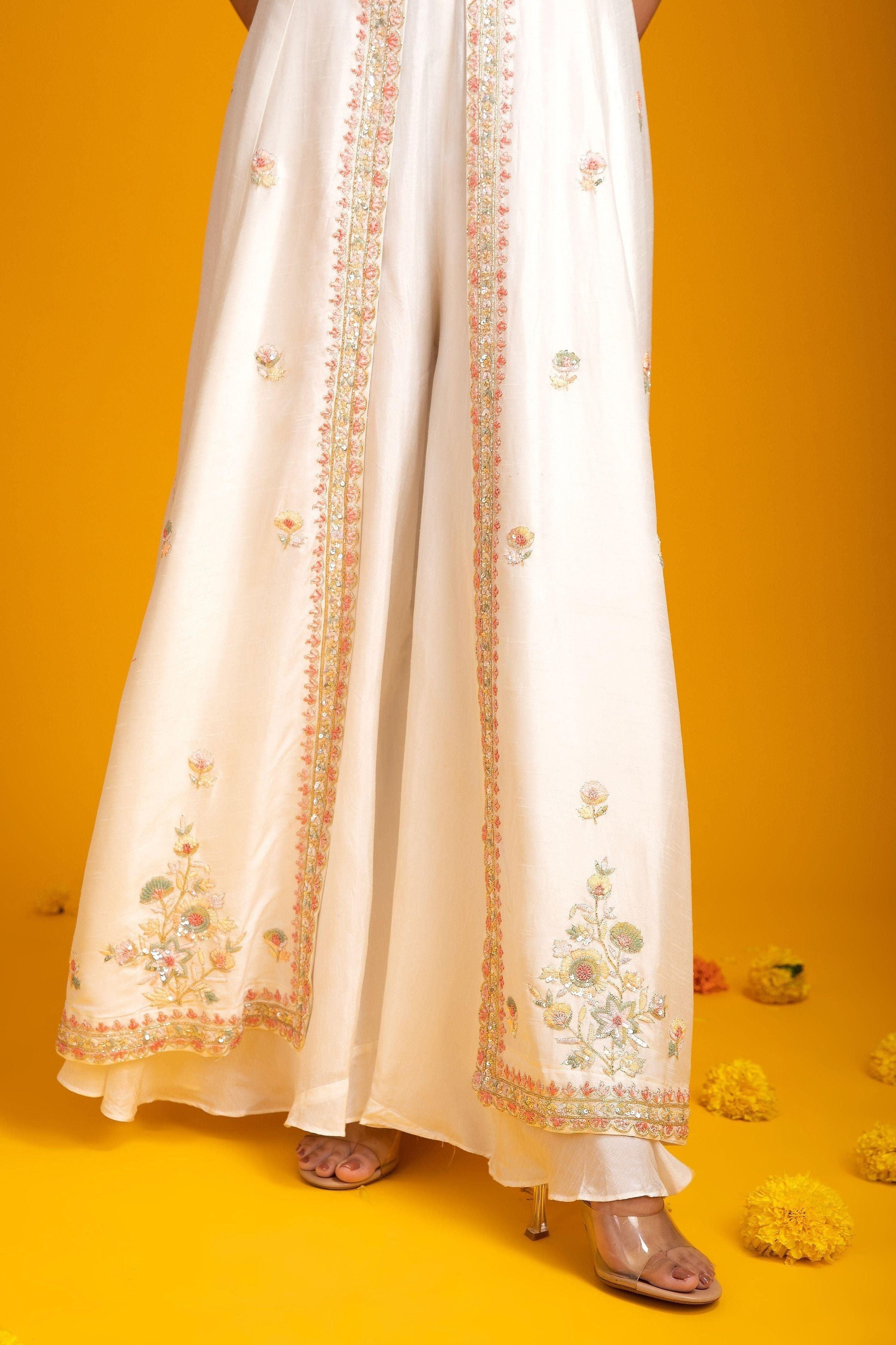 White Silk Indo-Western - Mokshaa