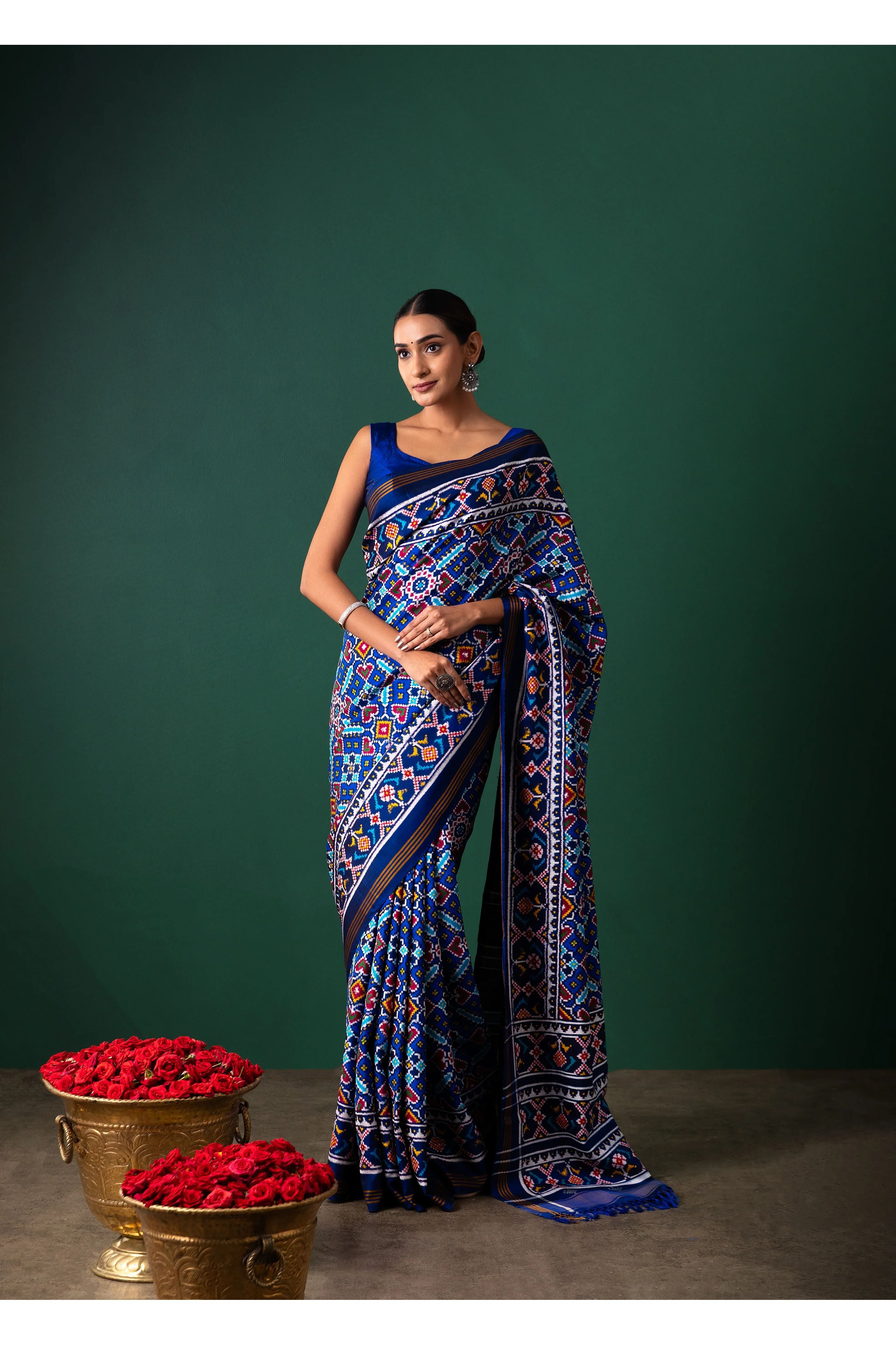 Blue Patan Patola Saree All Over Motifs - Mokshaa