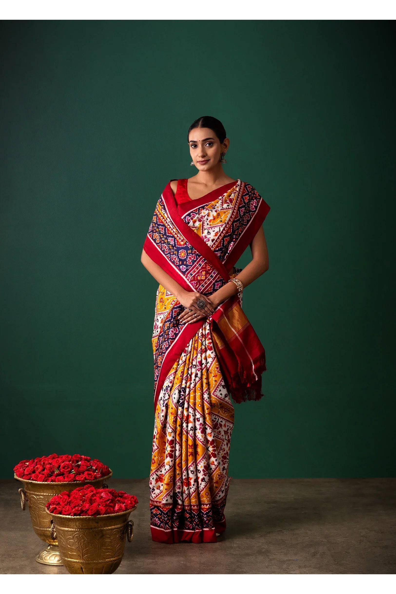 Yellow Patan Pattola Saree All Over Motifs - Mokshaa
