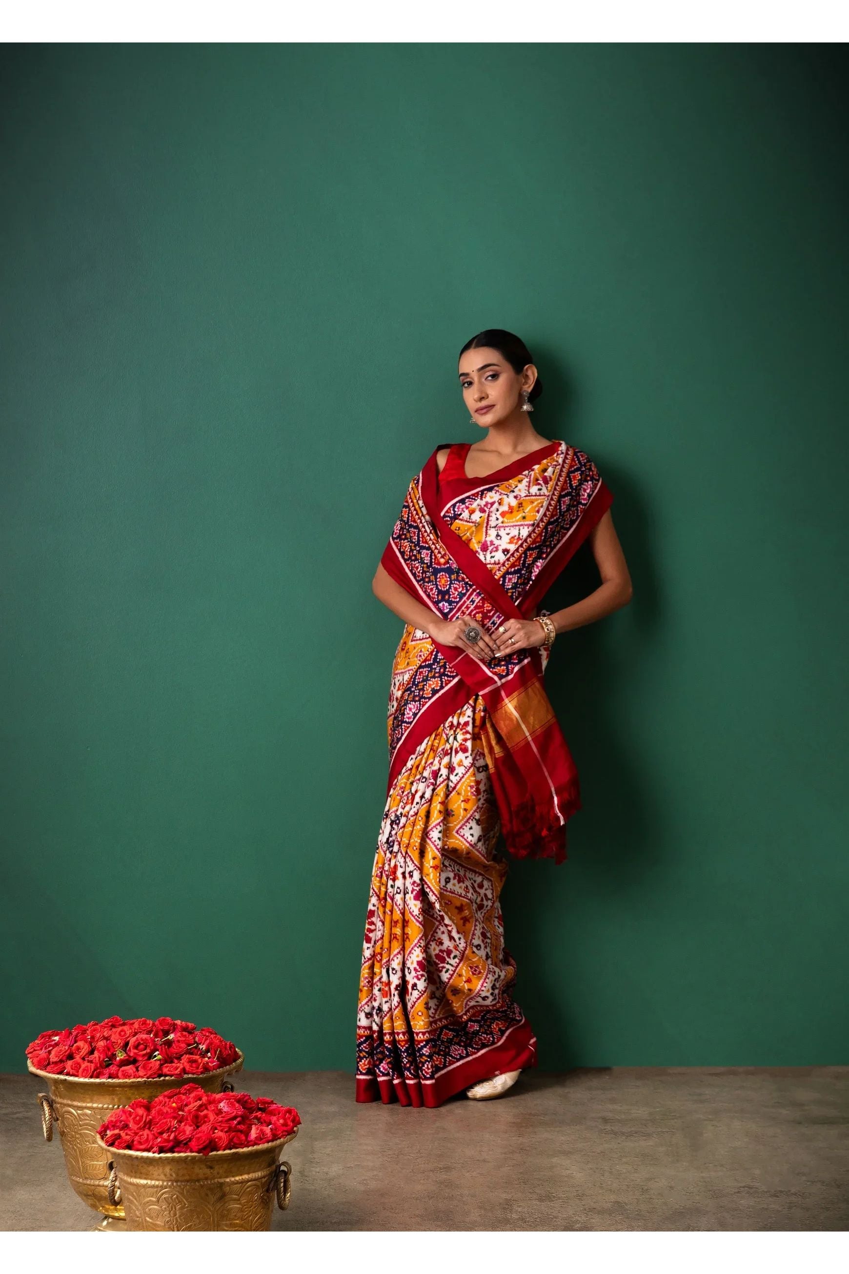 Yellow Patan Pattola Saree All Over Motifs - Mokshaa