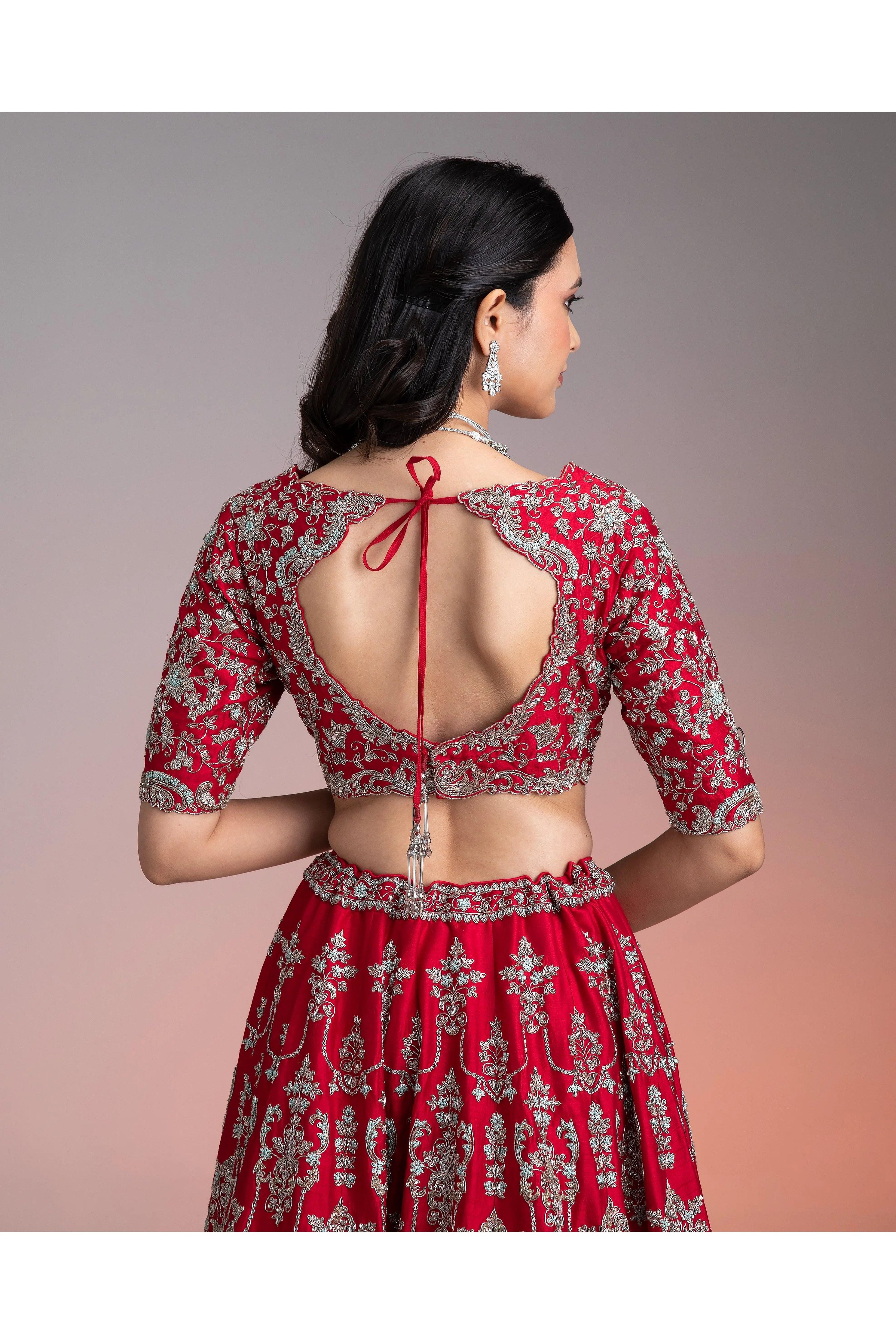 Red Silk Lehenga Set - Mokshaa