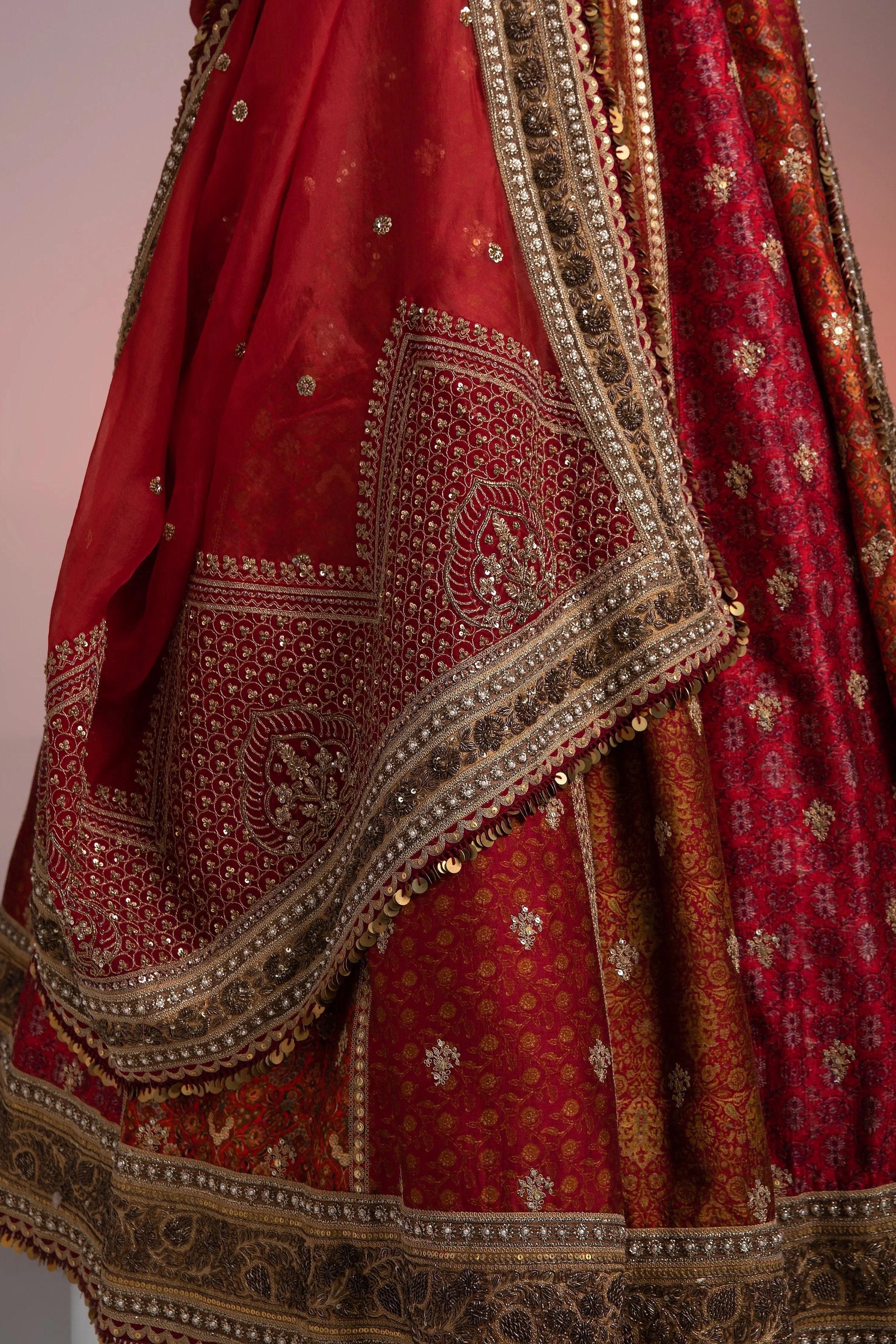 Maroon Printed Lehenga Set - Mokshaa