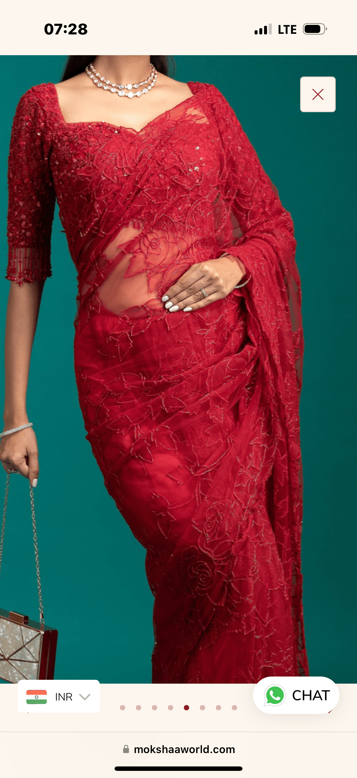 Exquisite Red Net Saree - Mokshaa