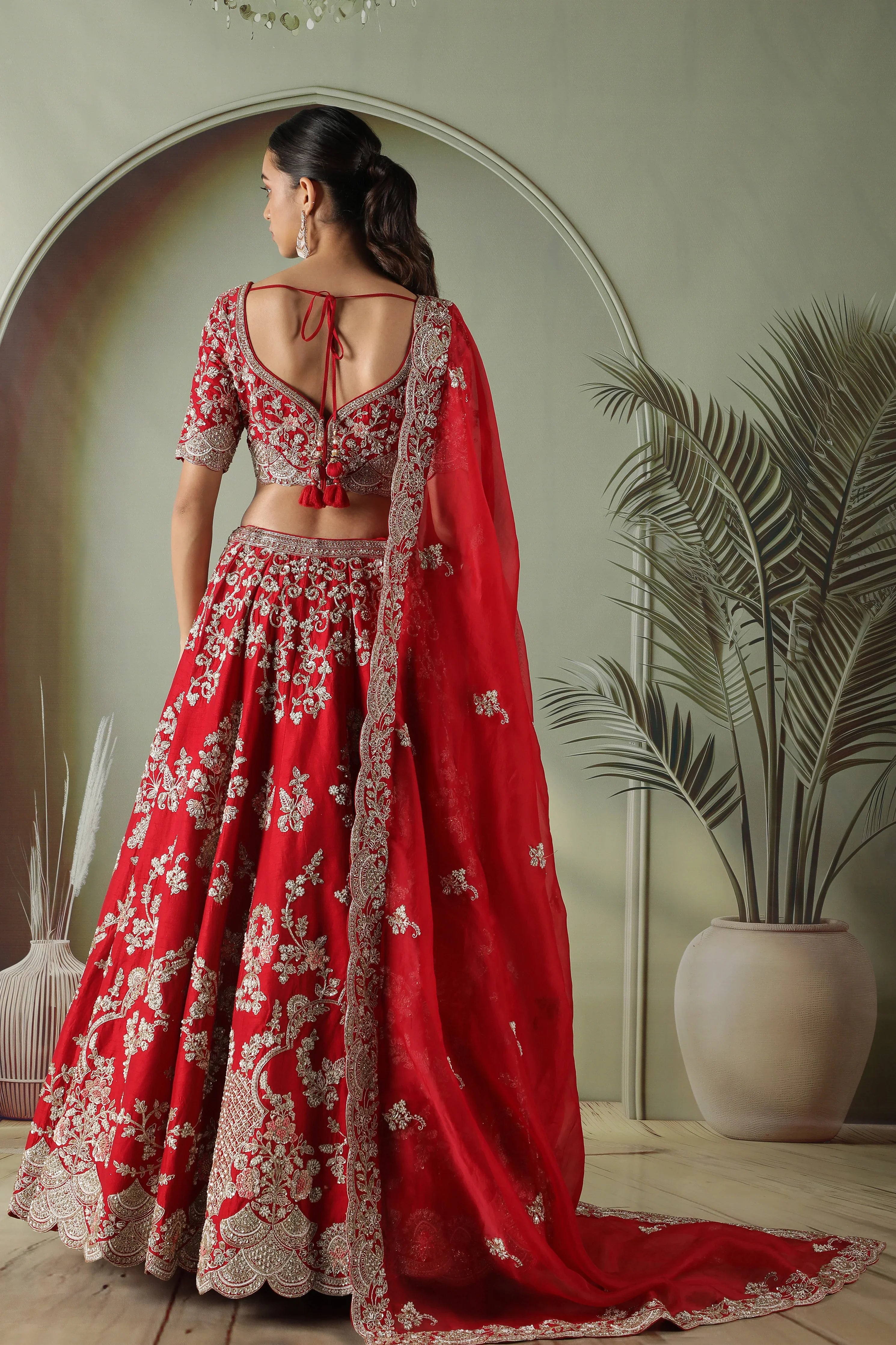 Plum Raw Silk Bridal Lehenga Set - Mokshaa