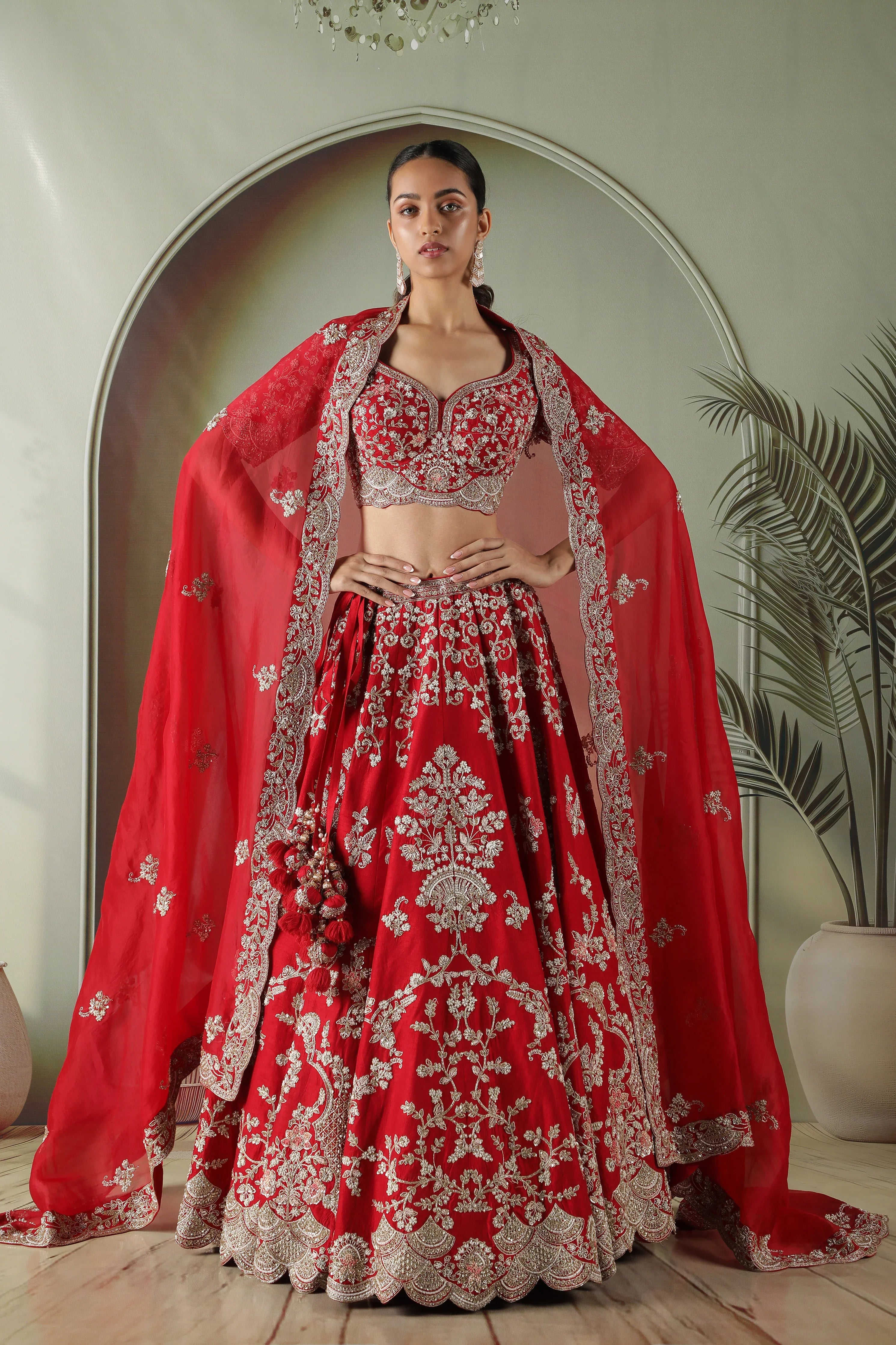 Plum Raw Silk Bridal Lehenga Set - Mokshaa