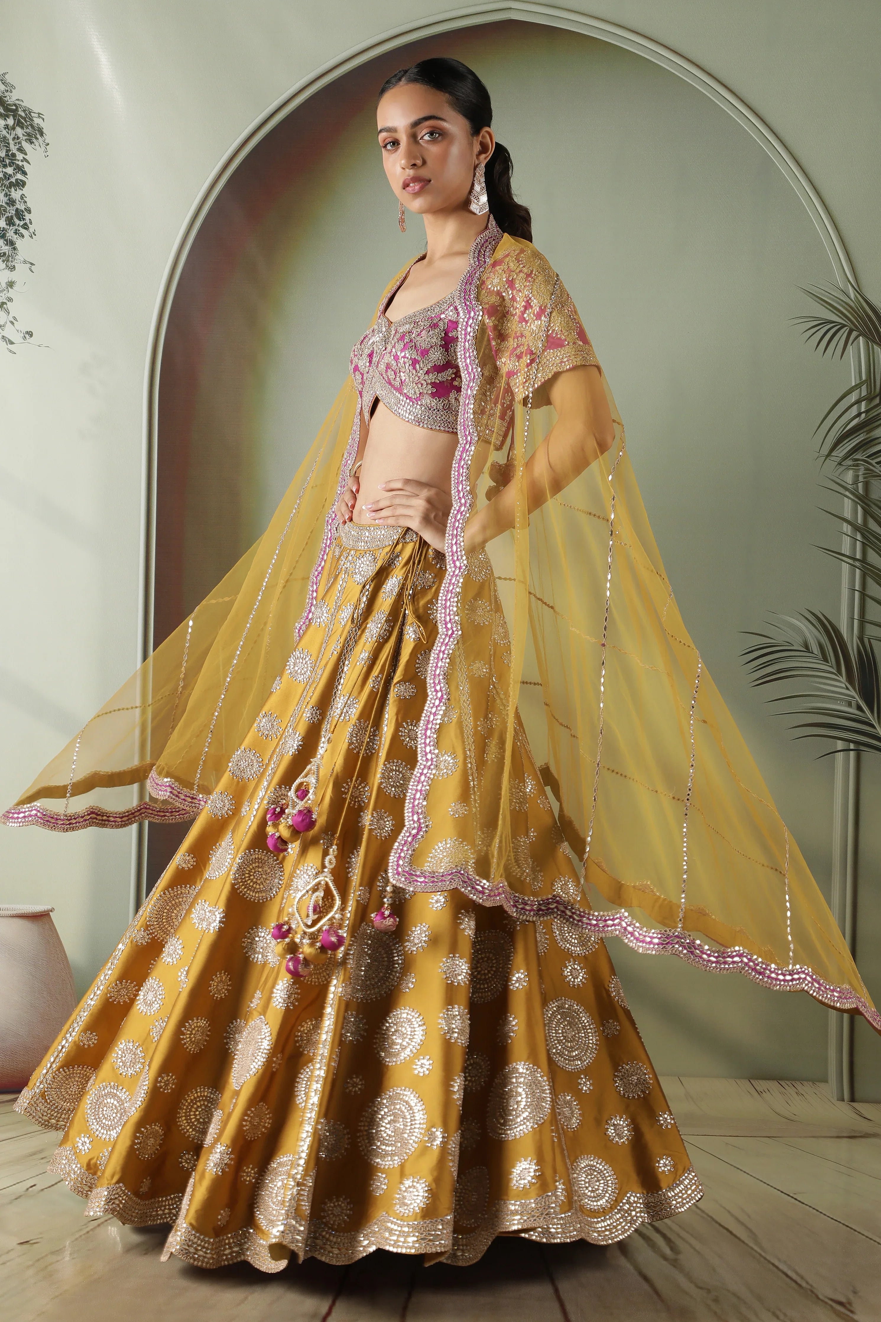 Mustard Silk Lehenga Set - Mokshaa