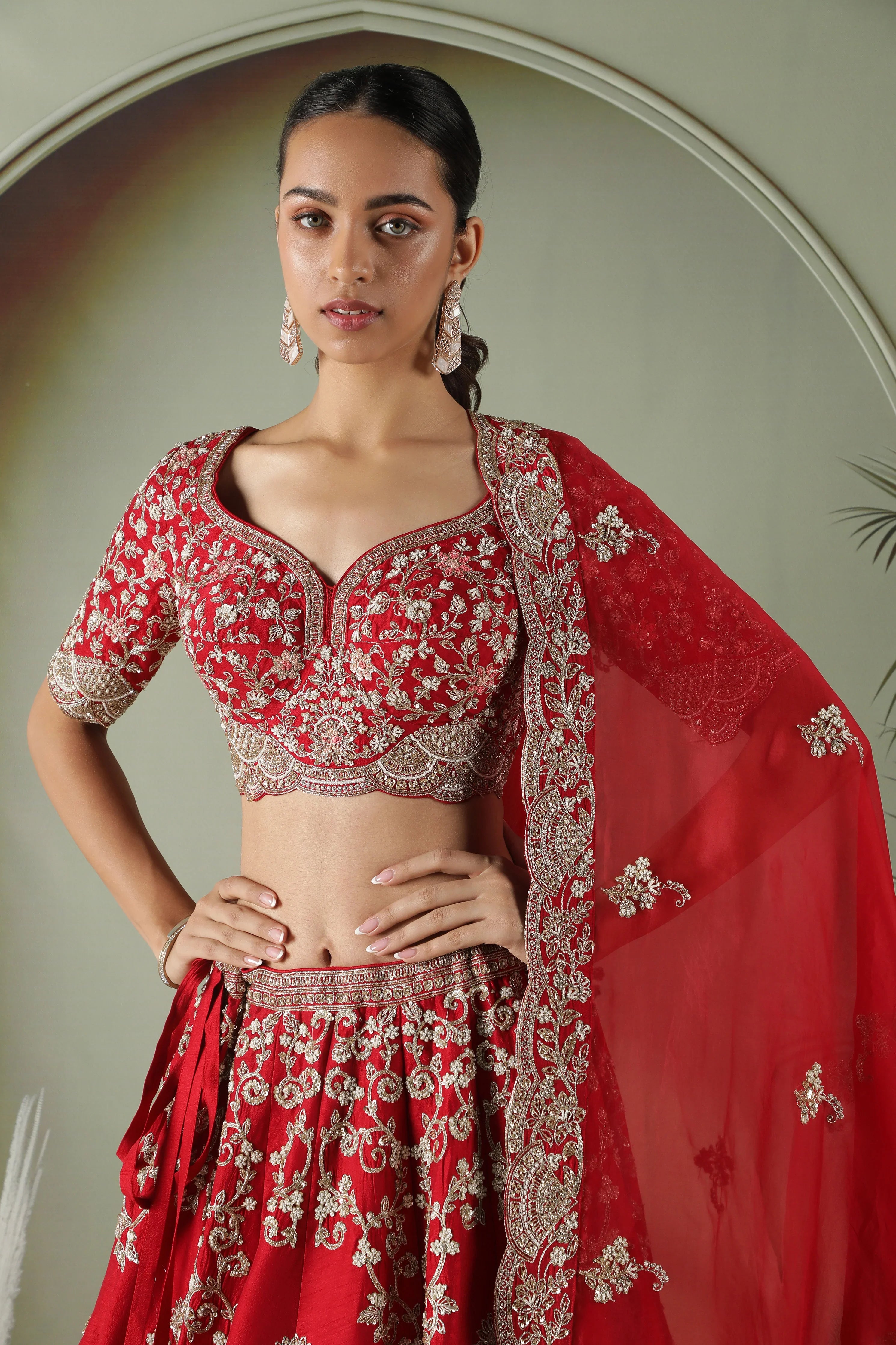 Plum Raw Silk Bridal Lehenga Set - Mokshaa