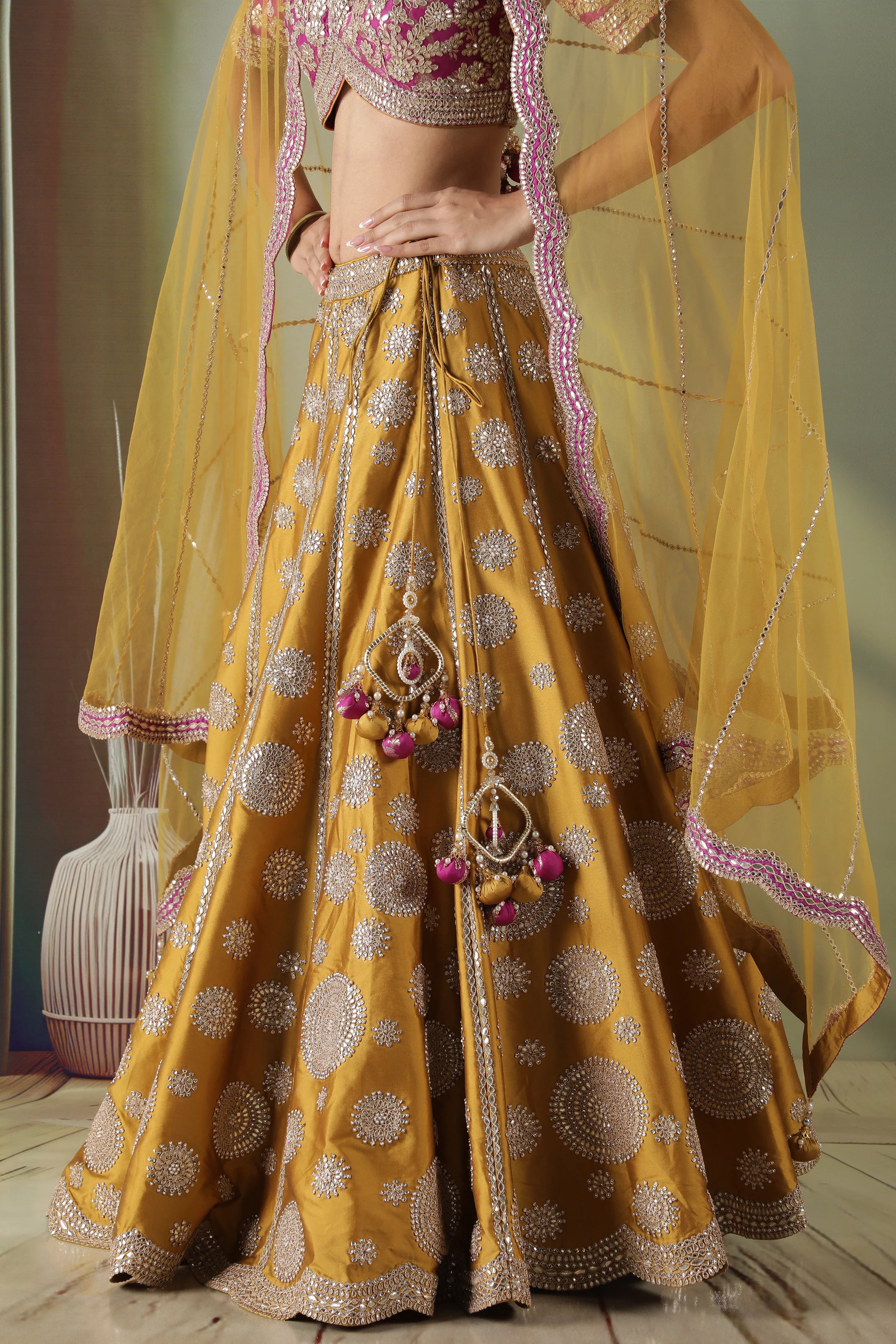 Mustard Silk Lehenga Set - Mokshaa