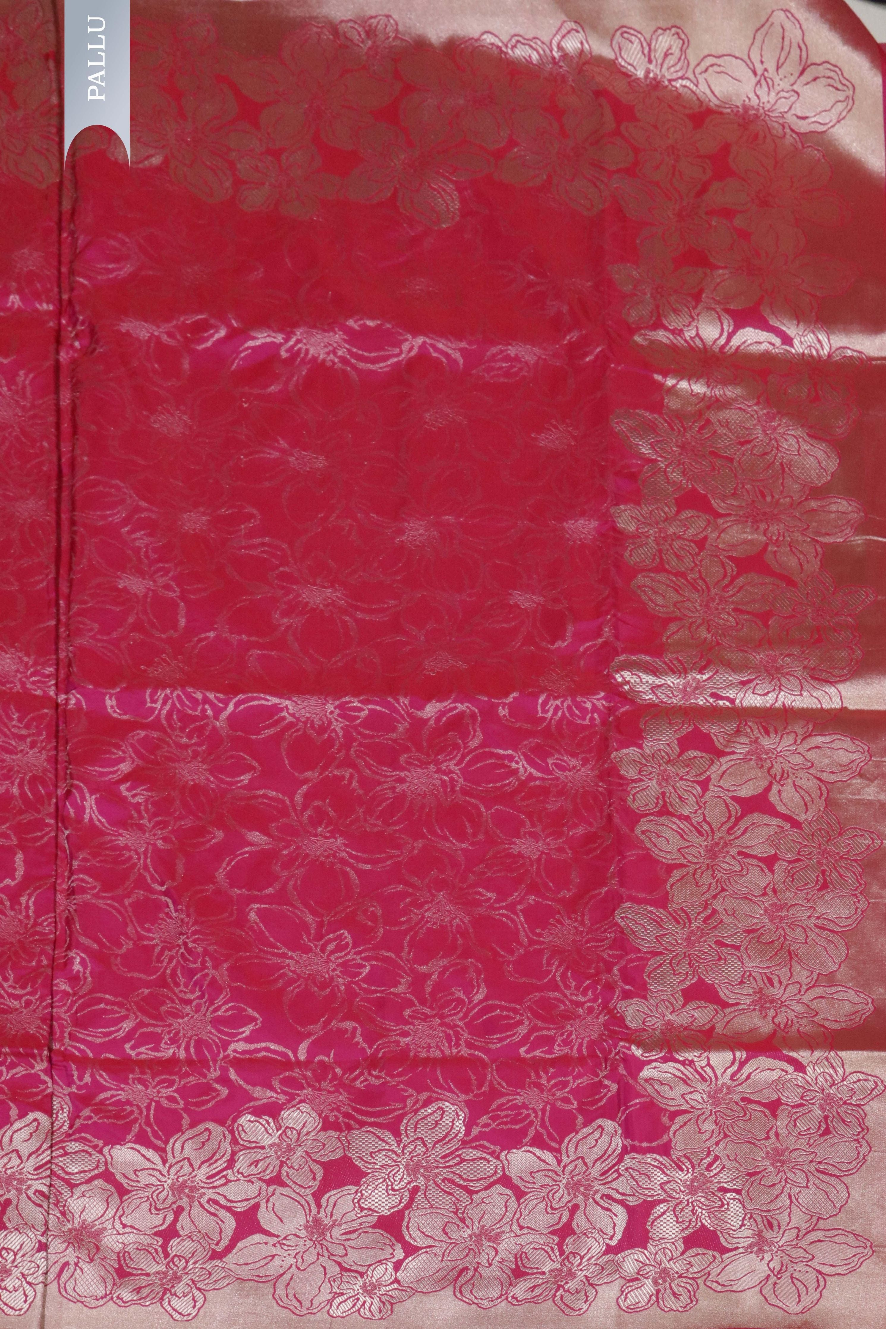 Rani Pink Banarasi Zari Jaal Saree - Mokshaa