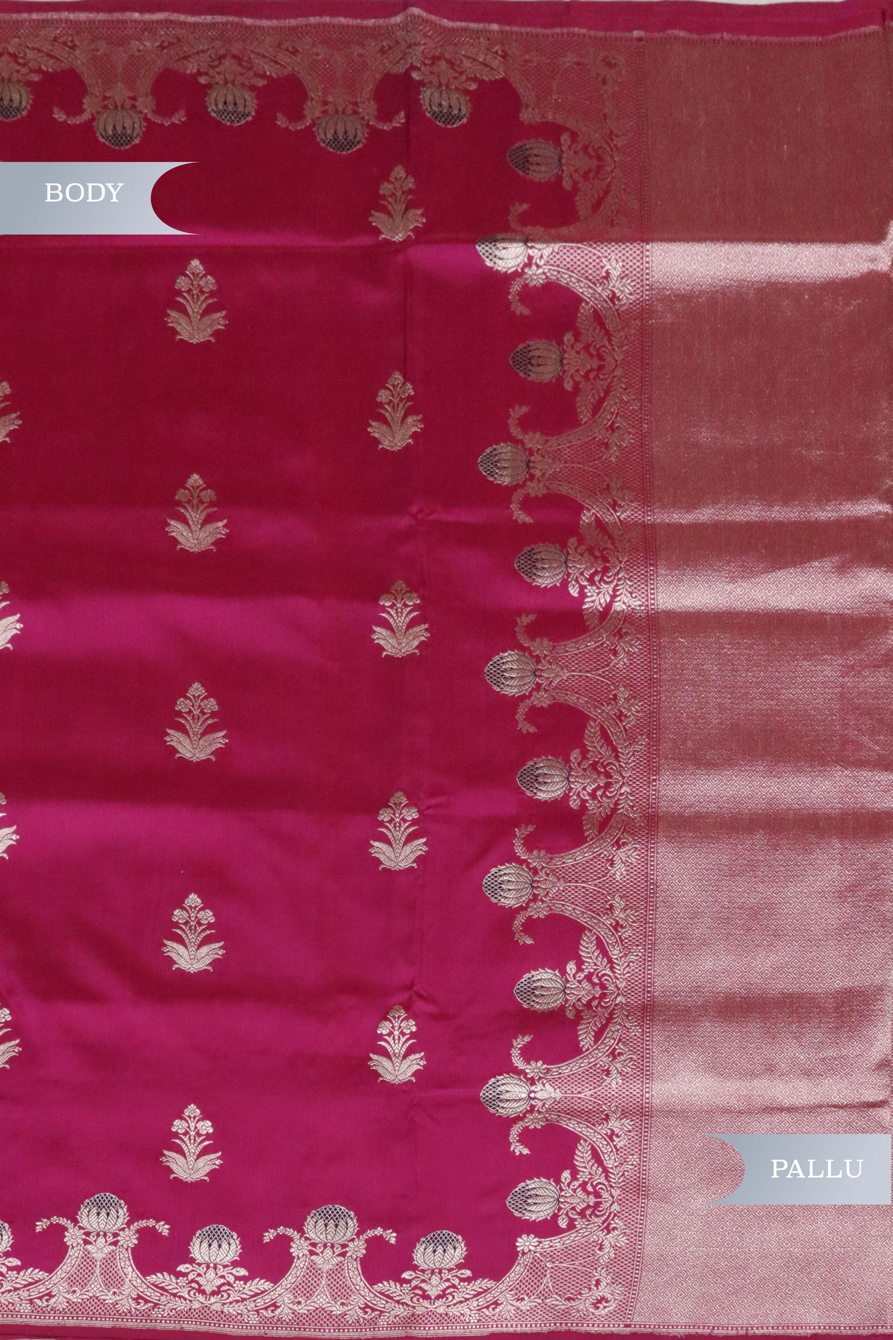 Magenta Pink Banarasi Silk Saree - Mokshaa