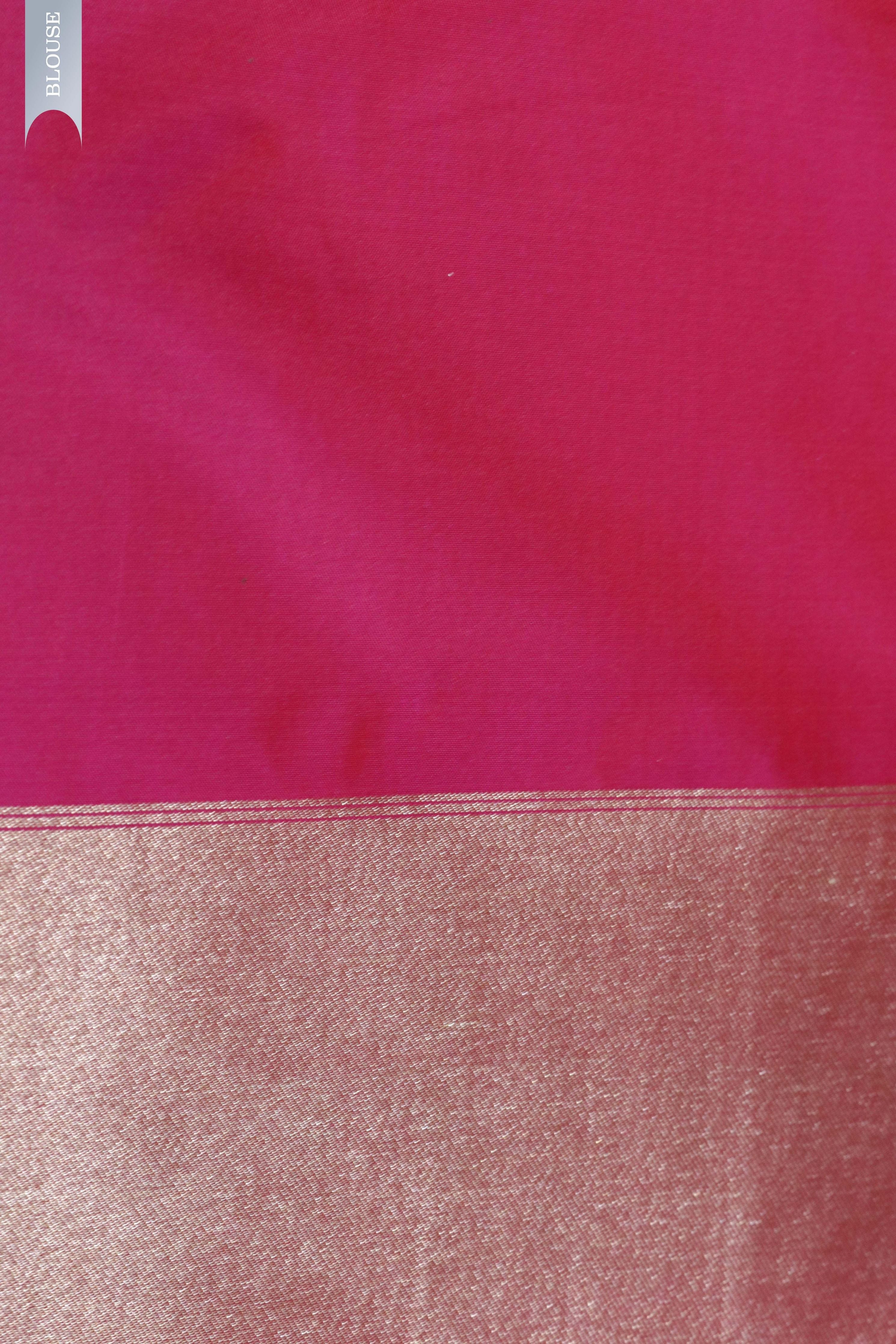 Rani Pink Banarasi Zari Jaal Saree - Mokshaa