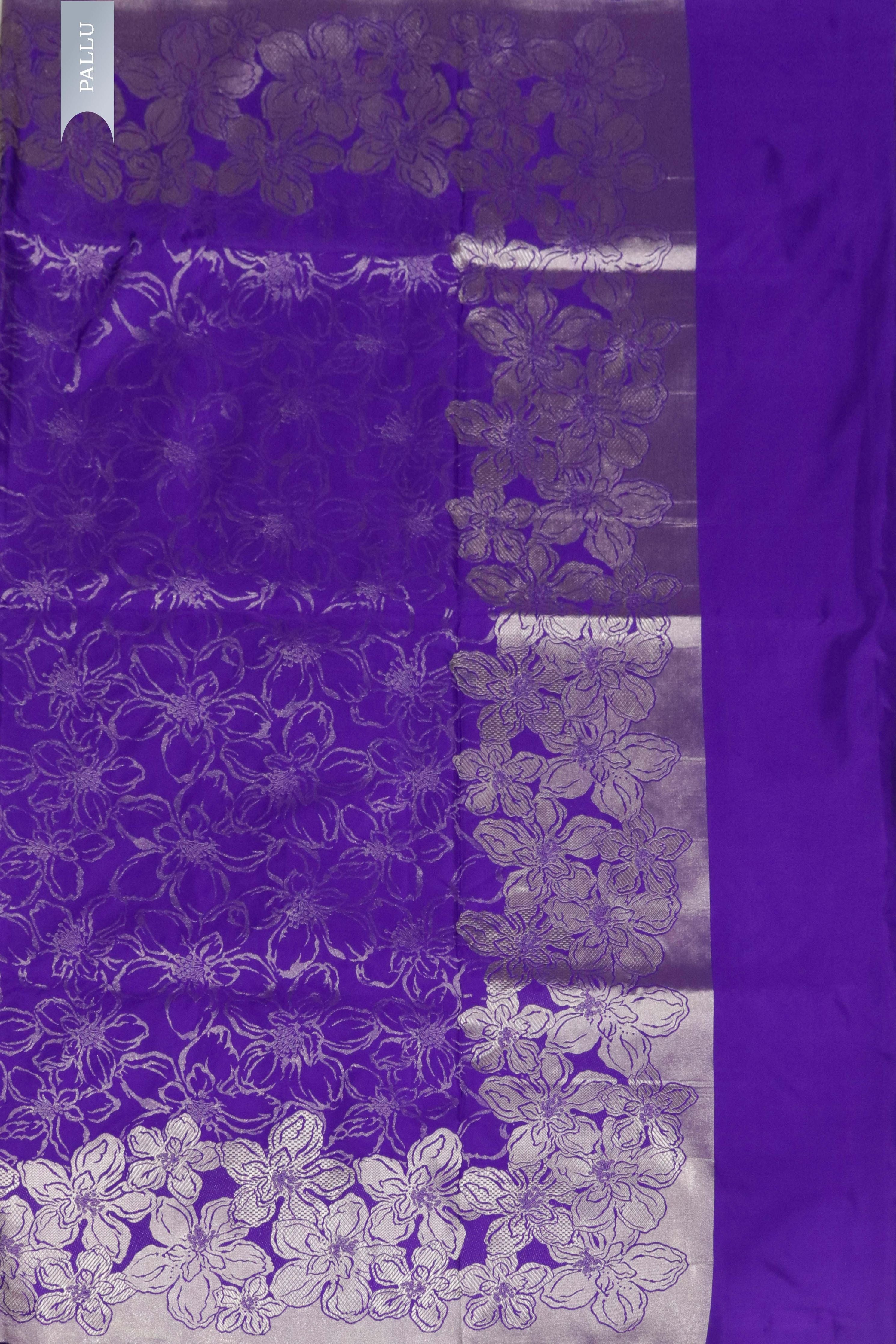 Violet Blue Banarasi Zari Silk Saree - Mokshaa