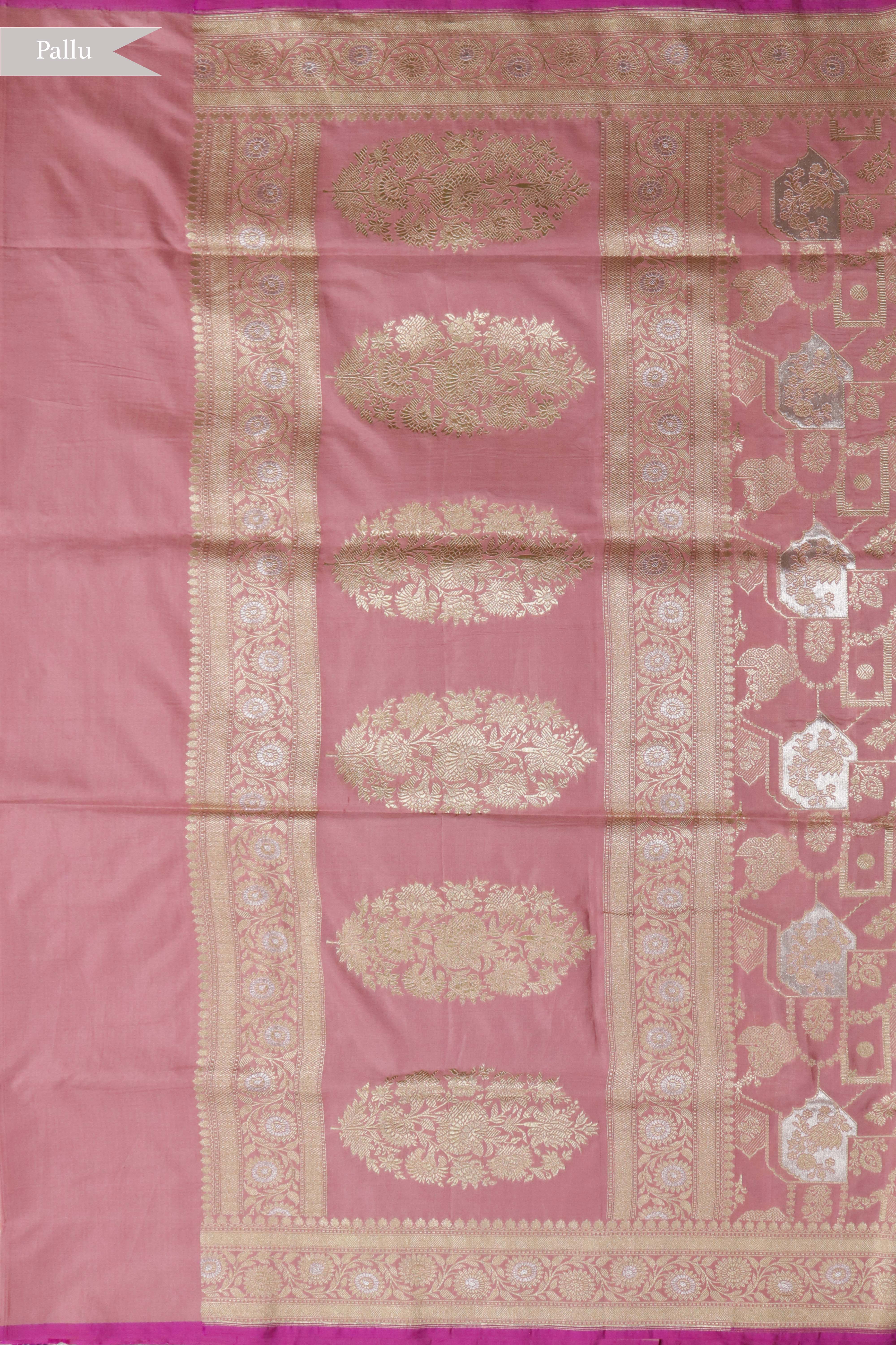 Peach Banarasi Silk Saree