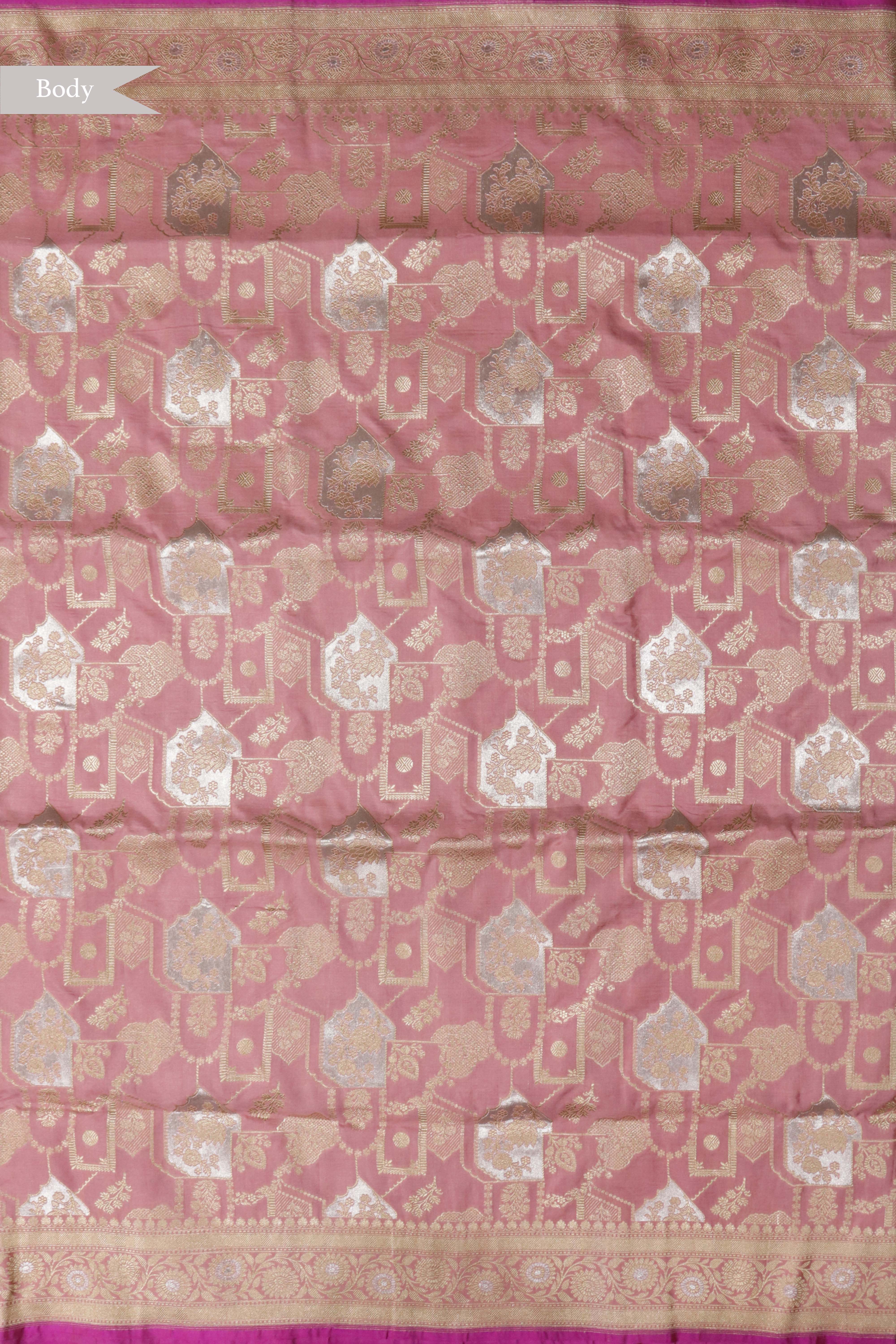 Peach Banarasi Silk Saree