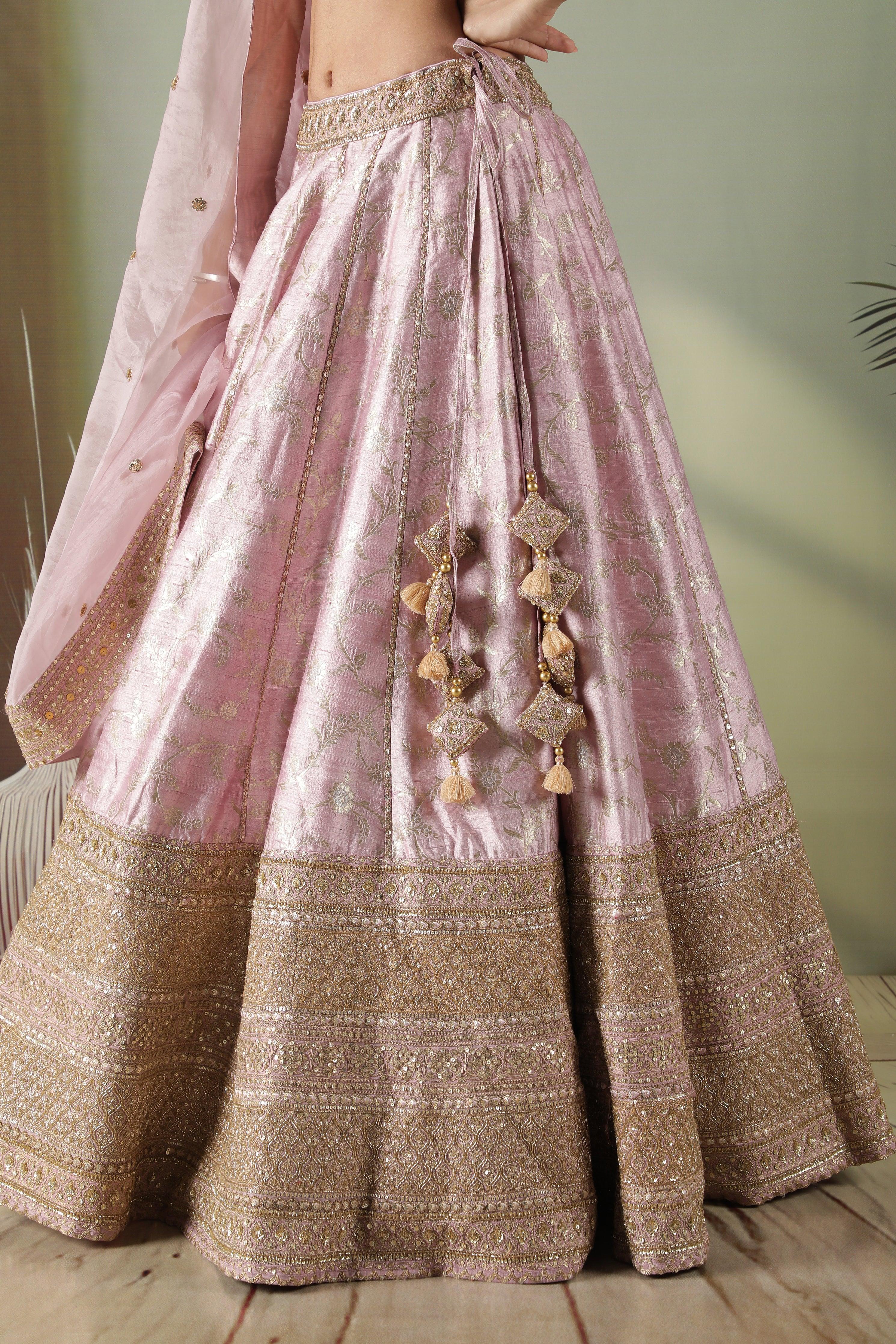 Lavender Banarasi Silk Lehenga Set - Mokshaa