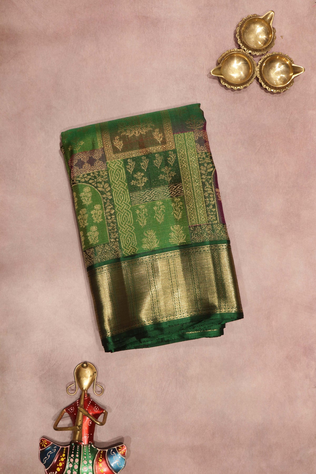 Emerald Green Kanchivaram Silk Saree - Mokshaa