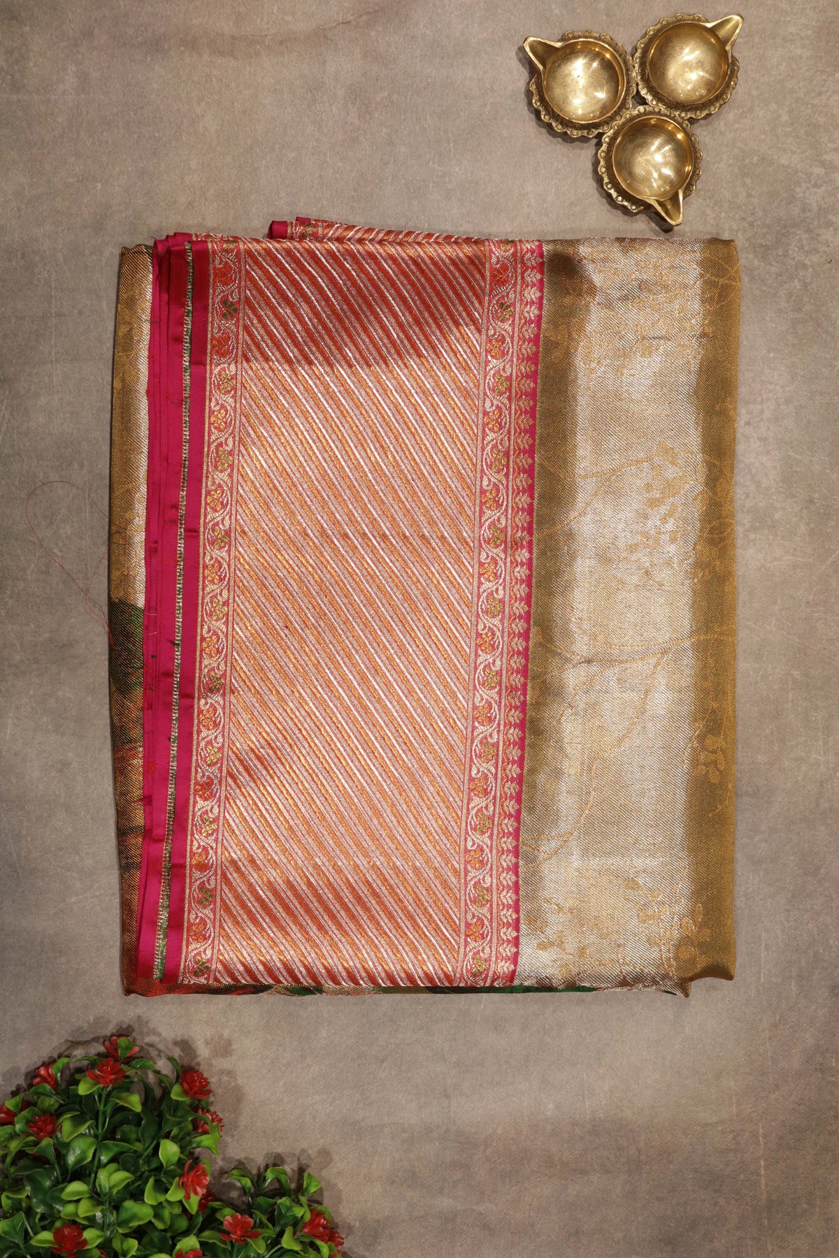 Gold Kanchivaram Tissue Silk Saree - Mokshaa
