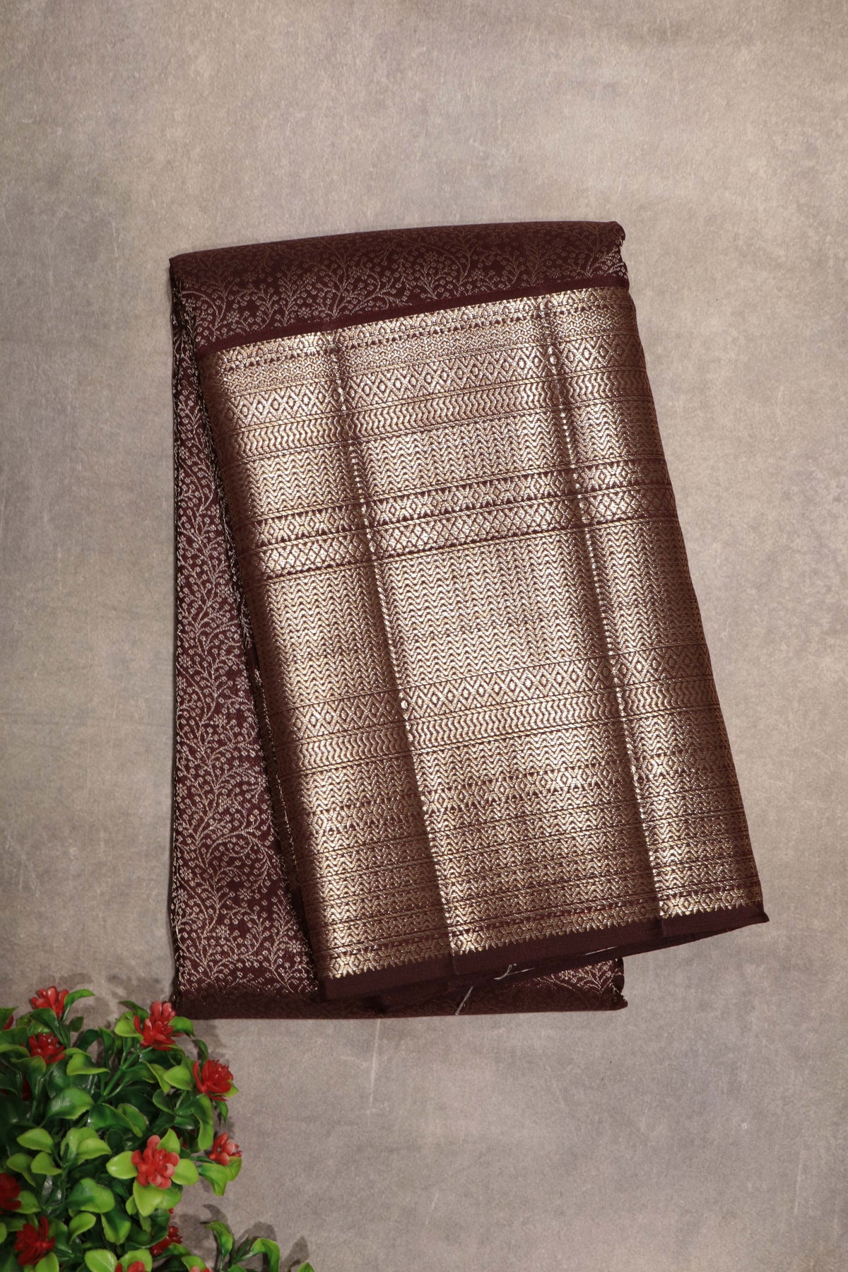 Coffee Brown Kanchivaram Silk Saree - Mokshaa