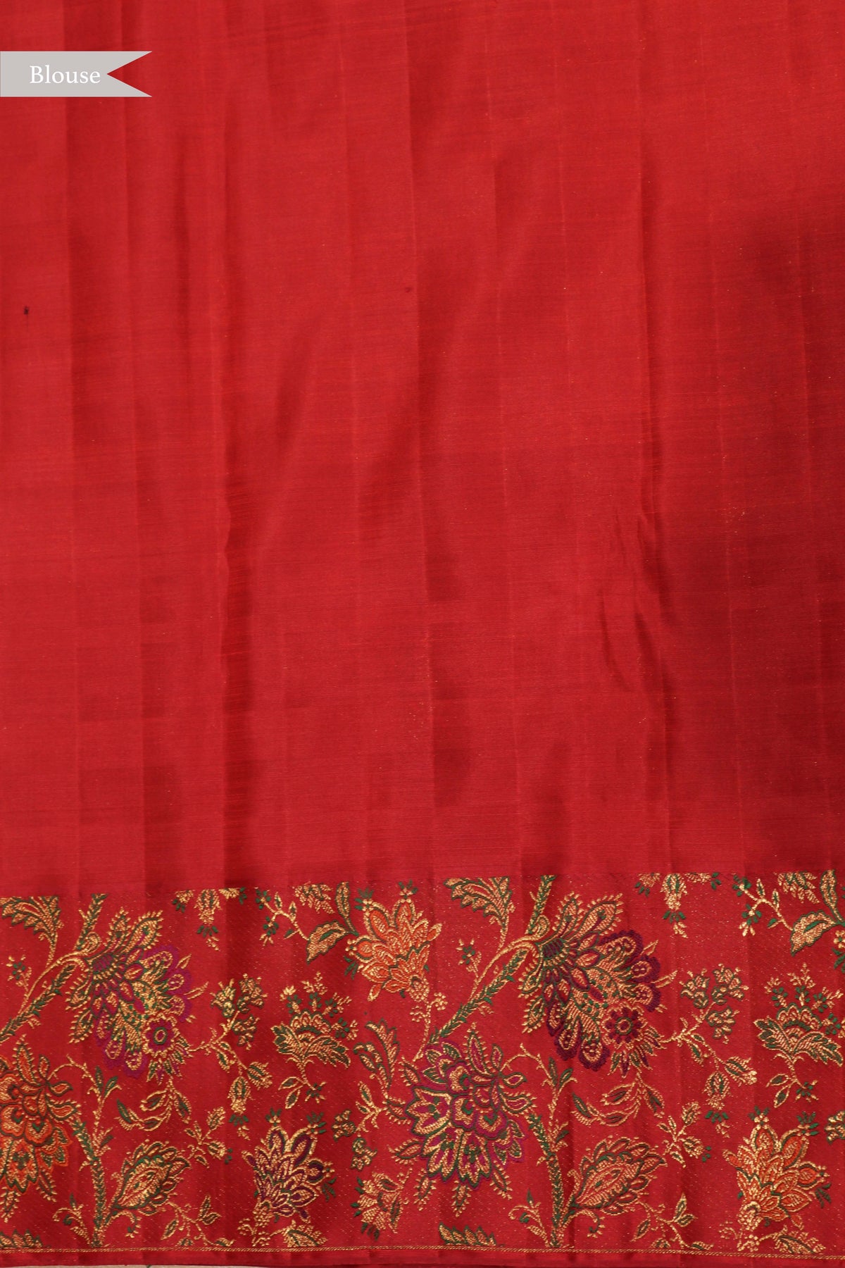 Green & Red Kanchivaram Brocade Silk Saree - Mokshaa