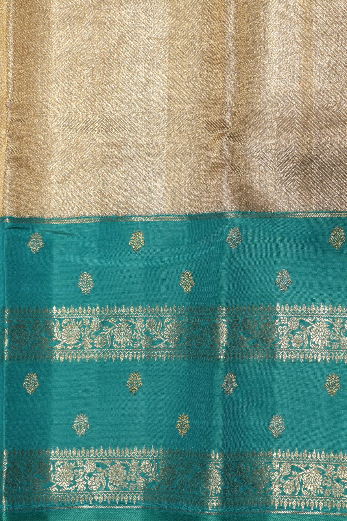 Silver Gold Kanchivaram Tissue Silk Saree - Mokshaa
