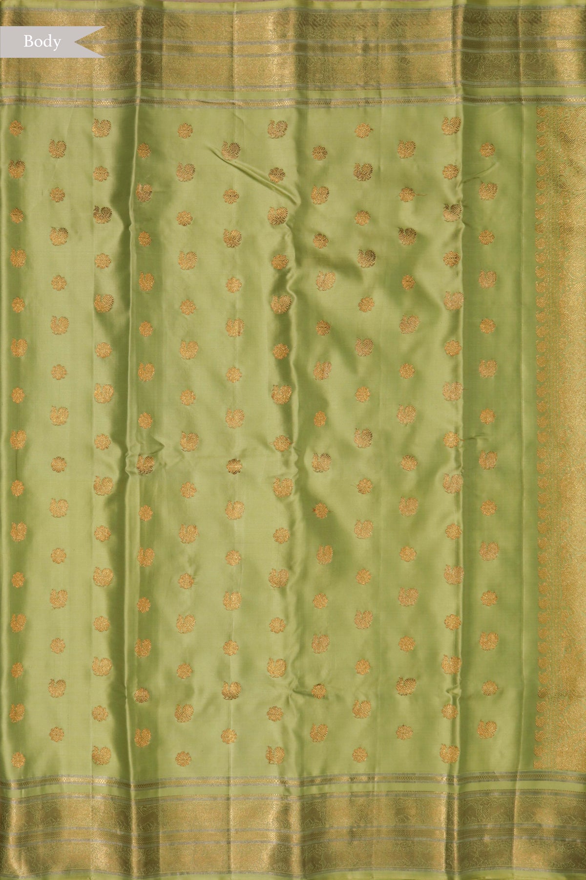Pista Green Twill Silk Saree - Mokshaa