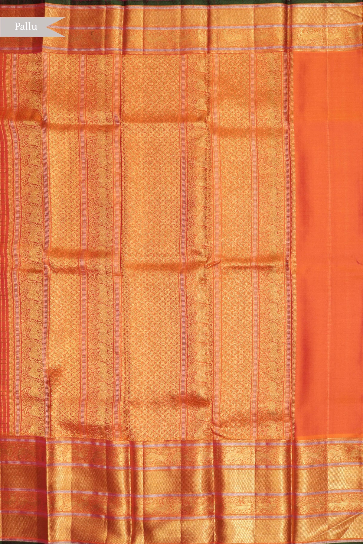 Orange Zari Checks Twill Silk Saree - Mokshaa