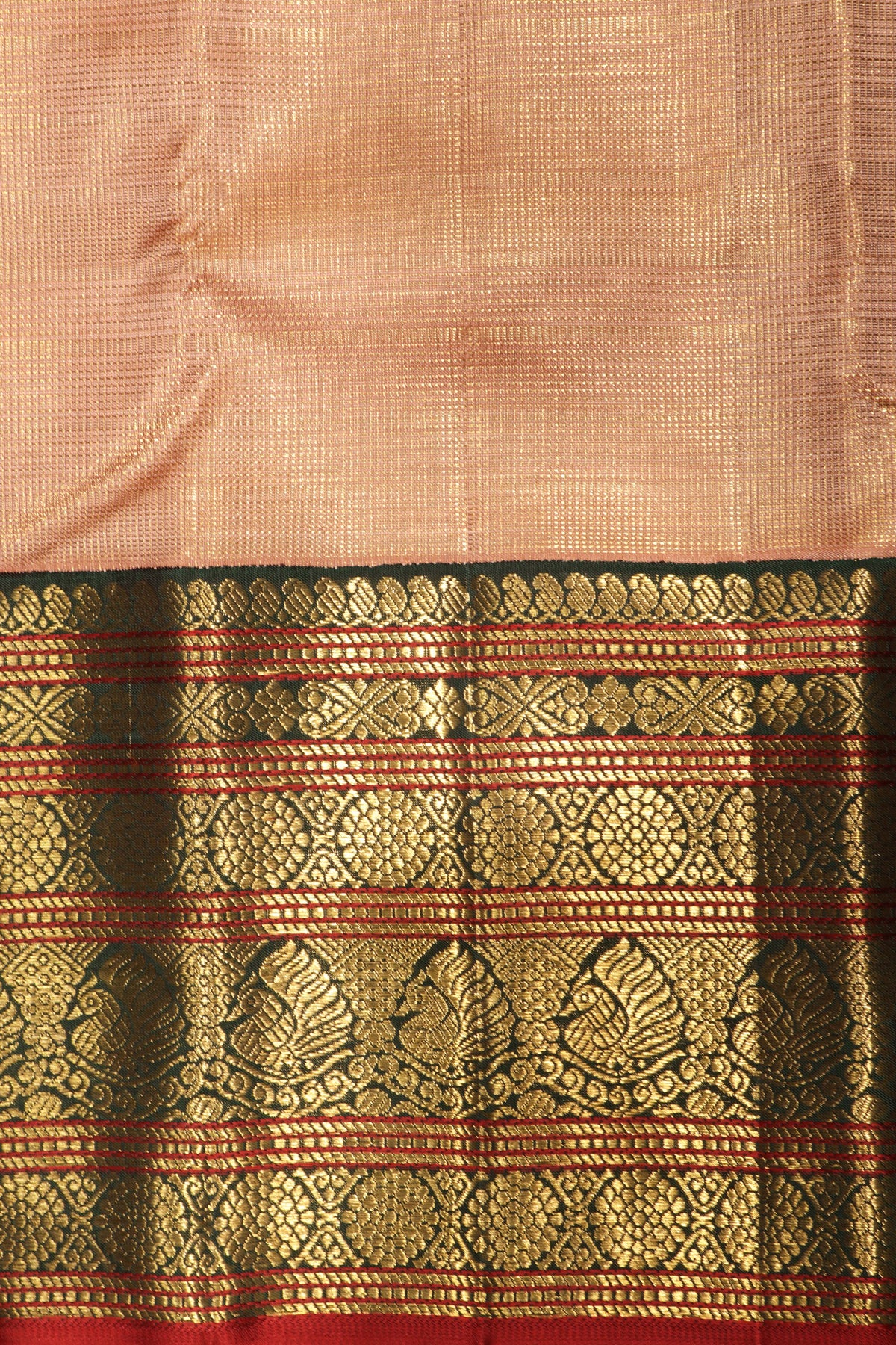 Peach Kanchivaram Silk Saree - Mokshaa