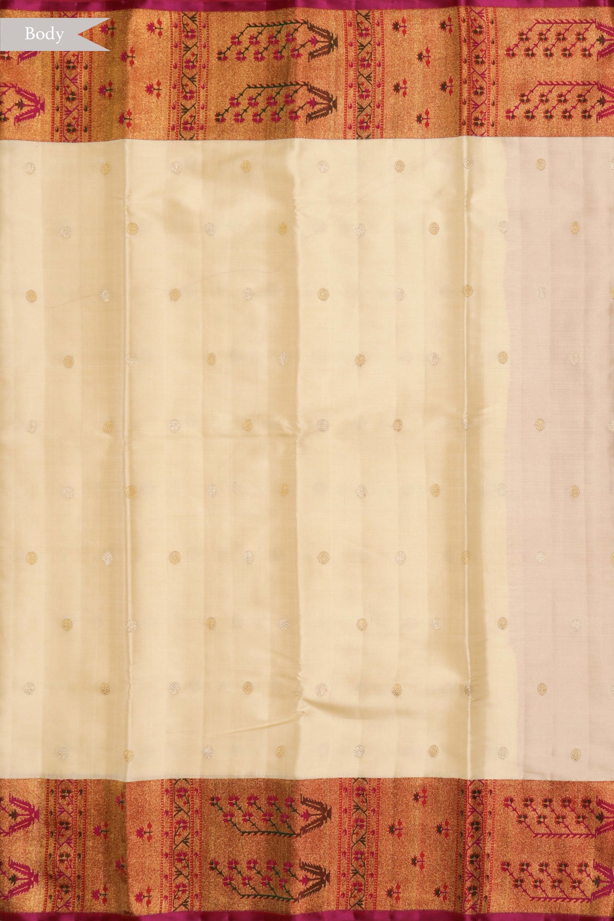 Cream Kanchivaram Silk Saree with Paithani Border - Mokshaa