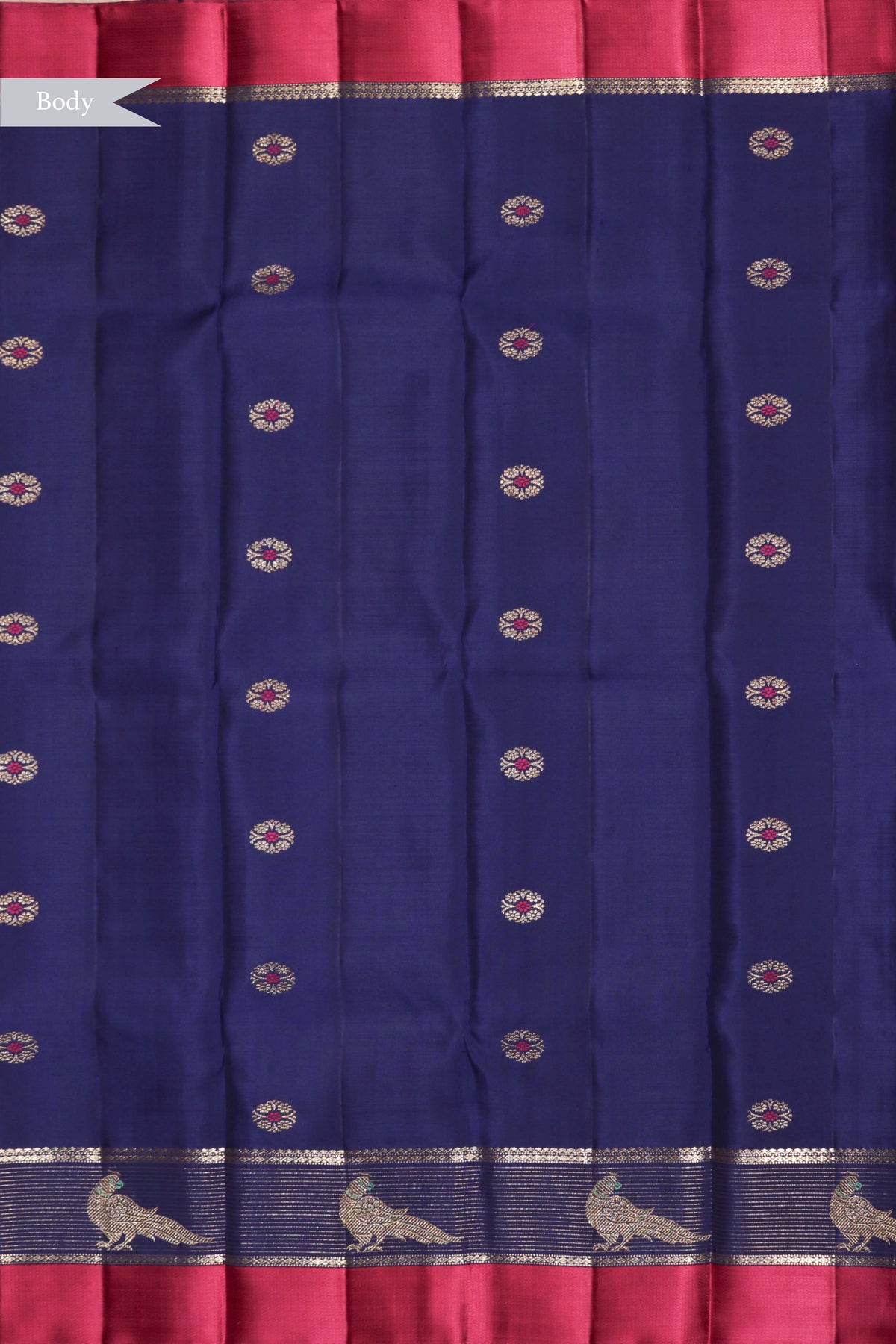 Royal Blue Coin Butta Kanchivaram Silk Saree - Mokshaa